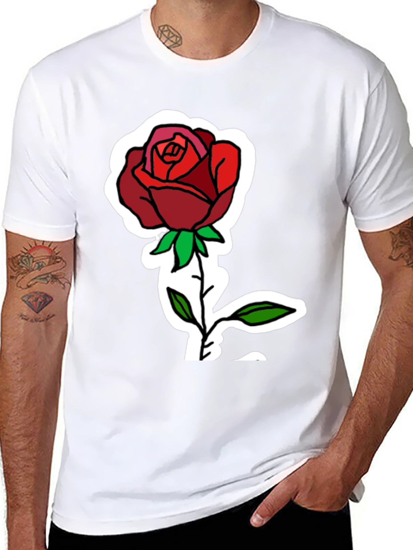 Rose Graphic Print Black T-Shirt