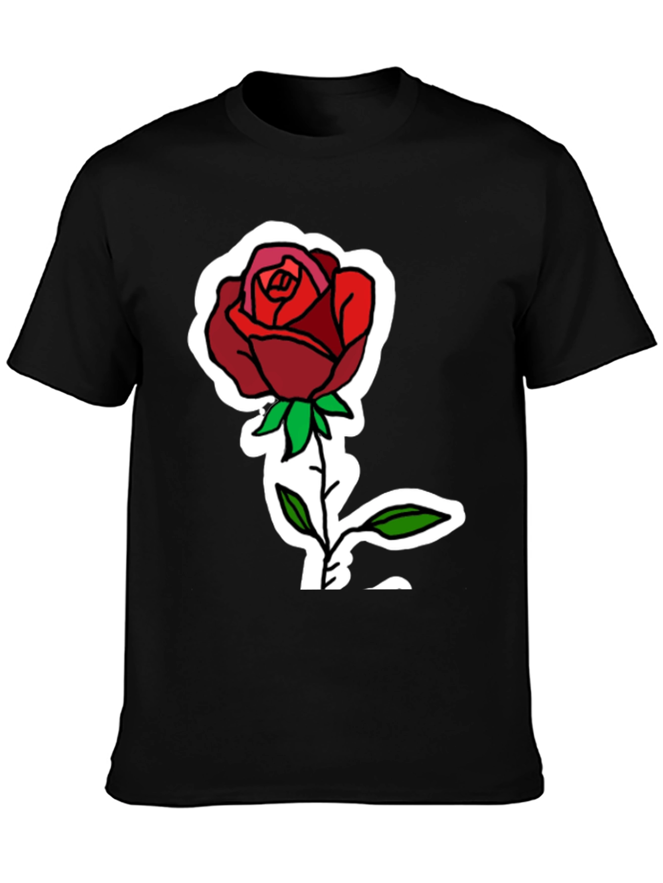 Rose Graphic Print Black T-Shirt