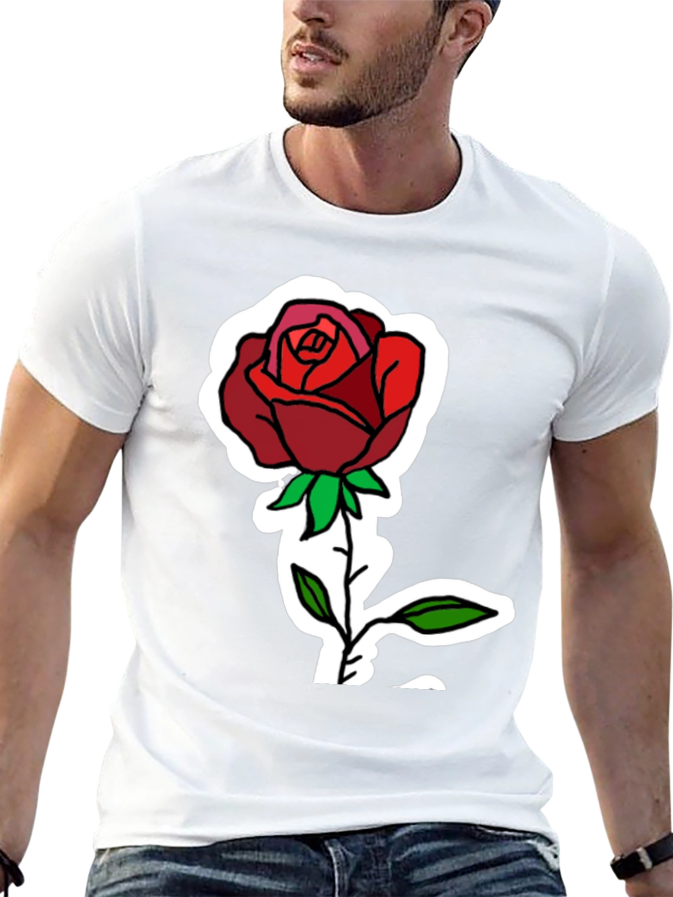 Rose Graphic Print Black T-Shirt