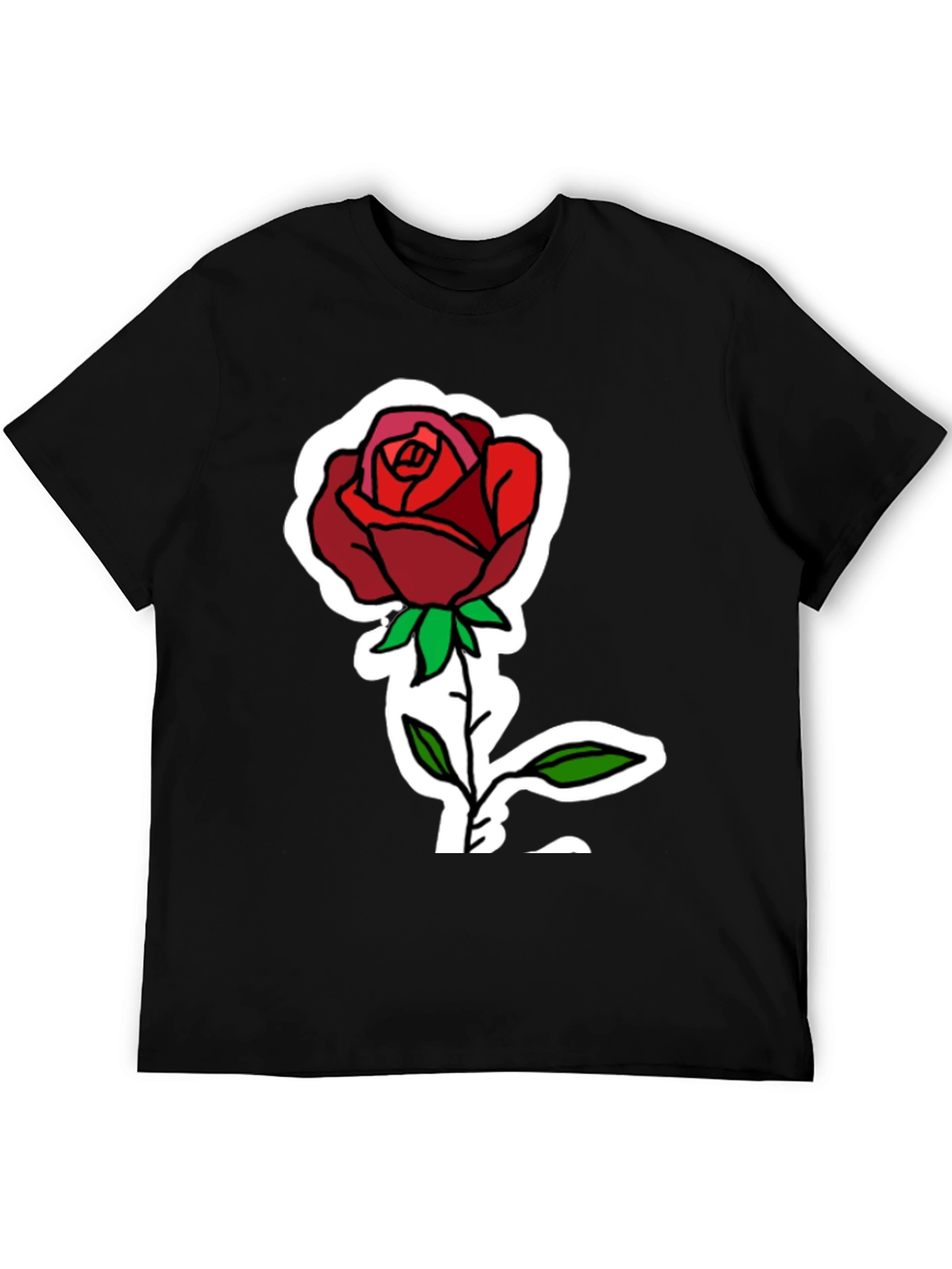 Rose Graphic Print Black T-Shirt