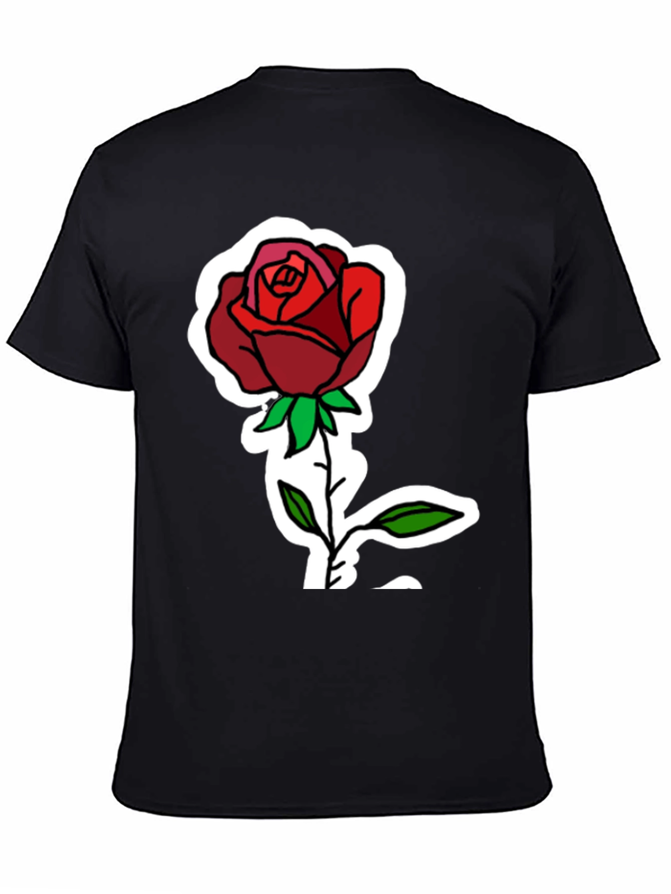 Rose Graphic Print Black T-Shirt