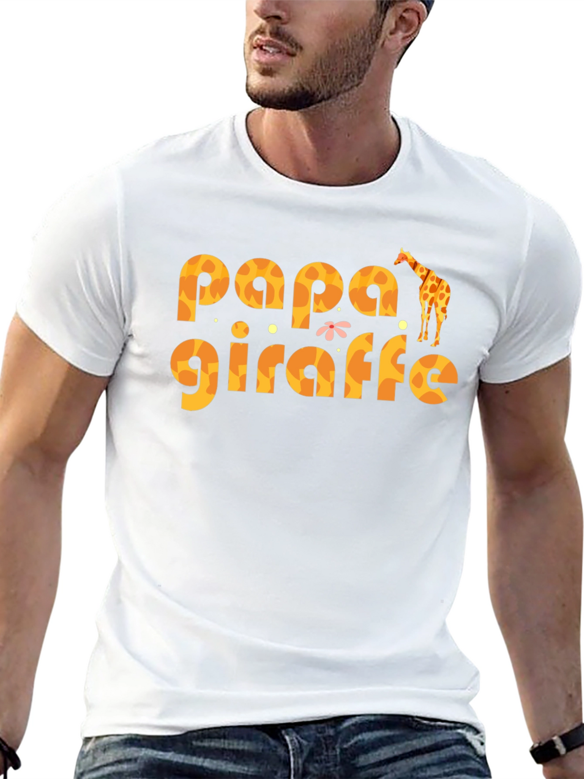 Papa Giraffe Graphic T-Shirt - Fun Dad Tee