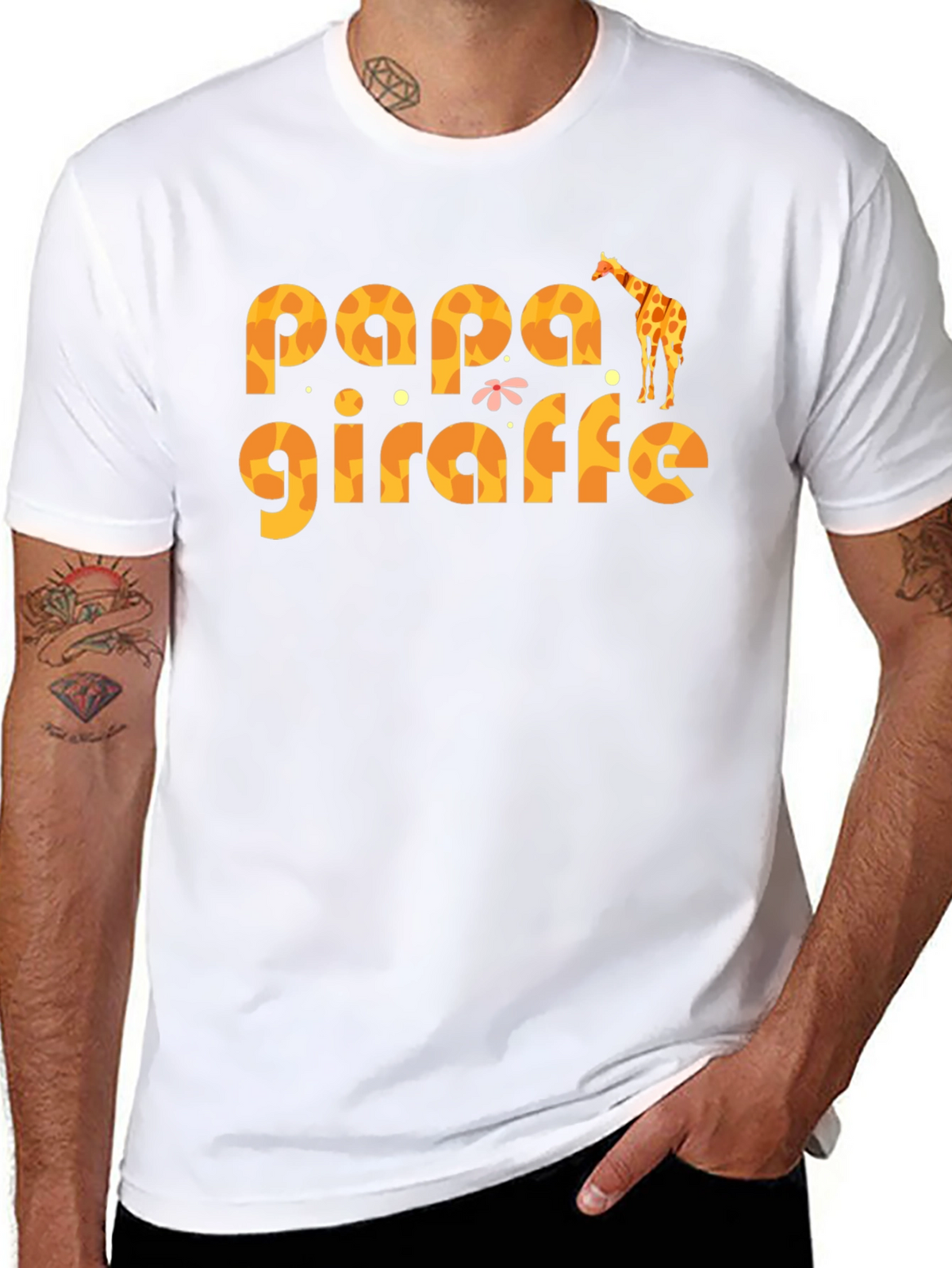 Papa Giraffe Graphic T-Shirt - Fun Dad Tee