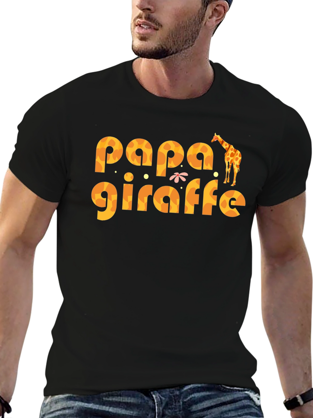 Papa Giraffe Graphic T-Shirt - Fun Dad Tee