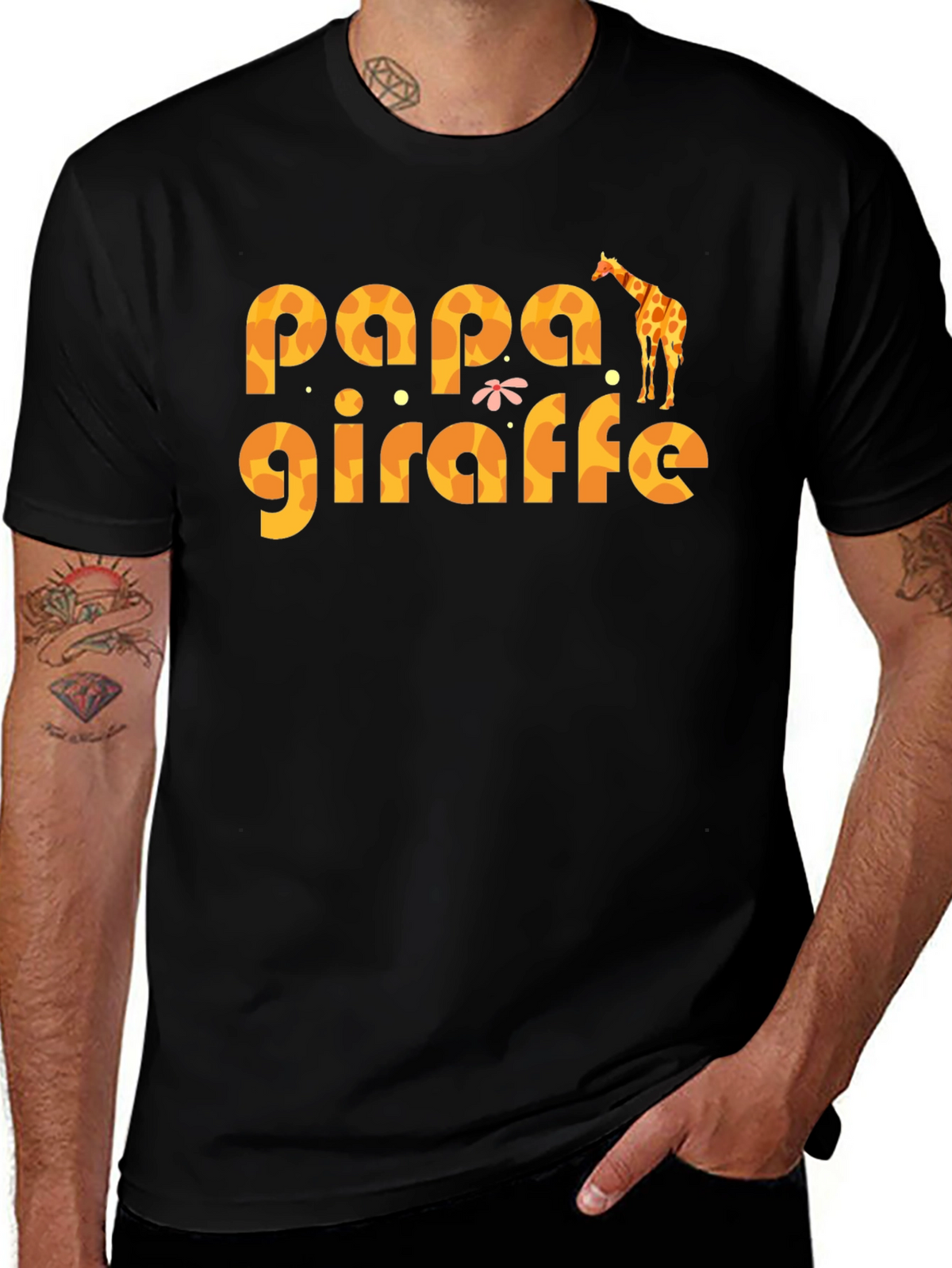 Papa Giraffe Graphic T-Shirt - Fun Dad Tee