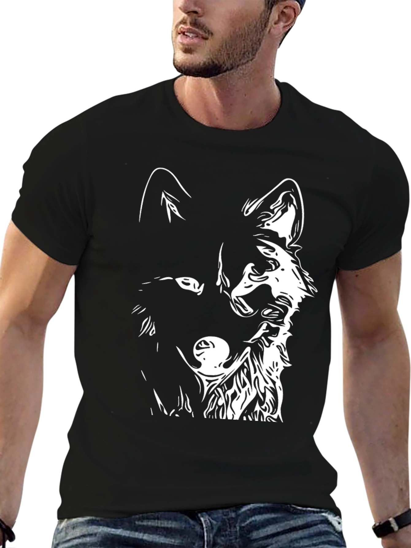 Wolf Graphic Black T-Shirt - Mens Fashion
