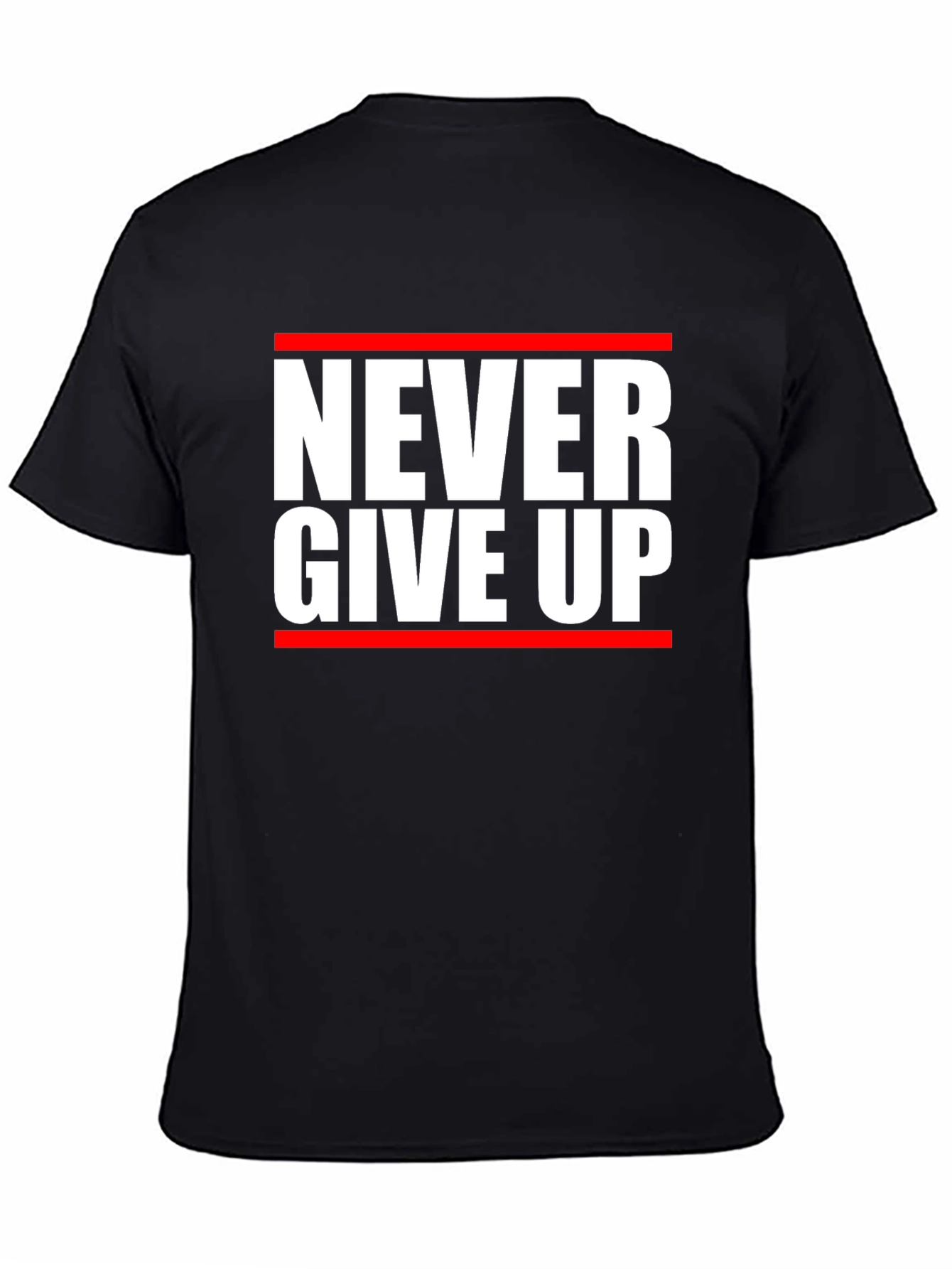 Never Give Up Graphic Tee - Motivational Black T-Shirt