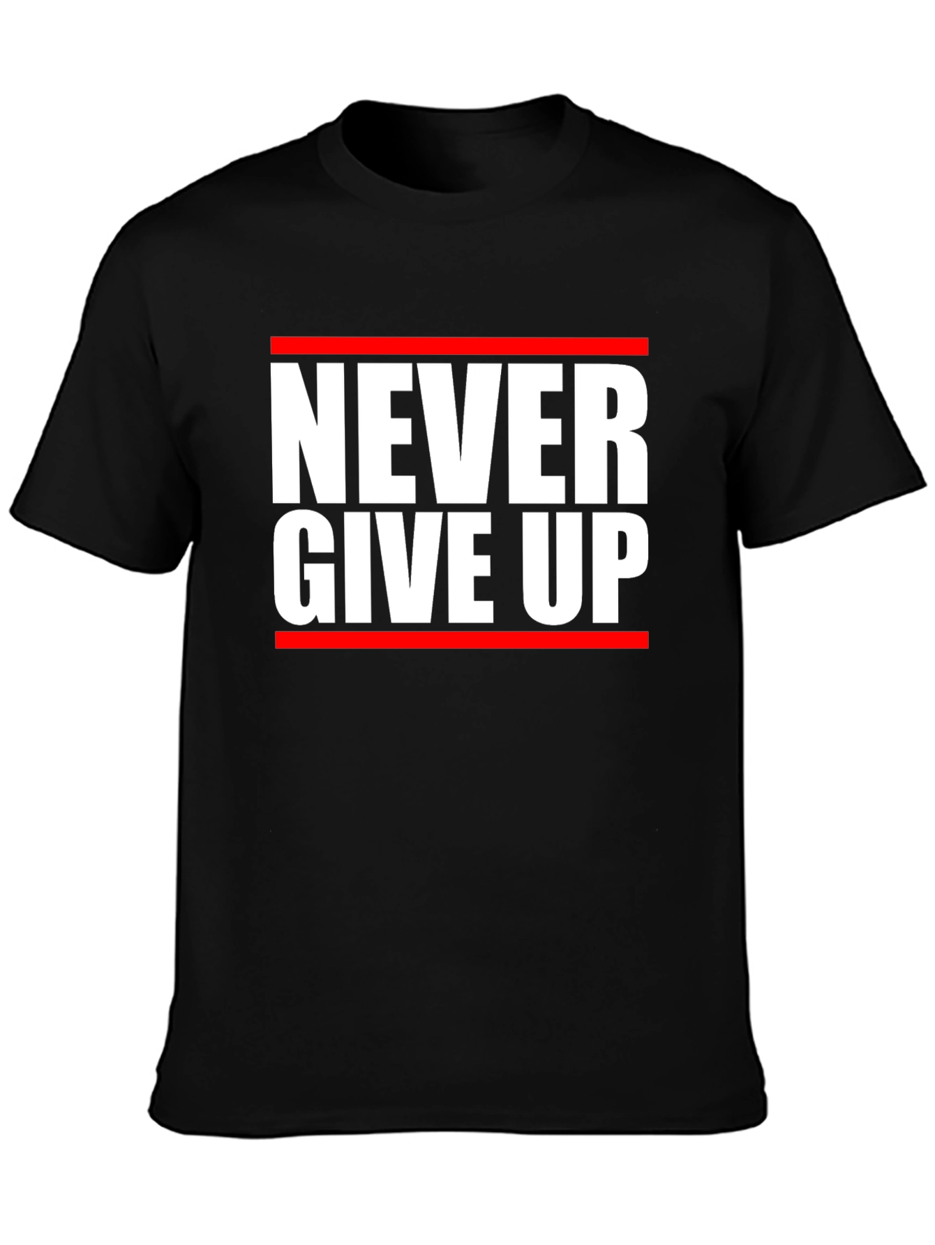 Never Give Up Graphic Tee - Motivational Black T-Shirt