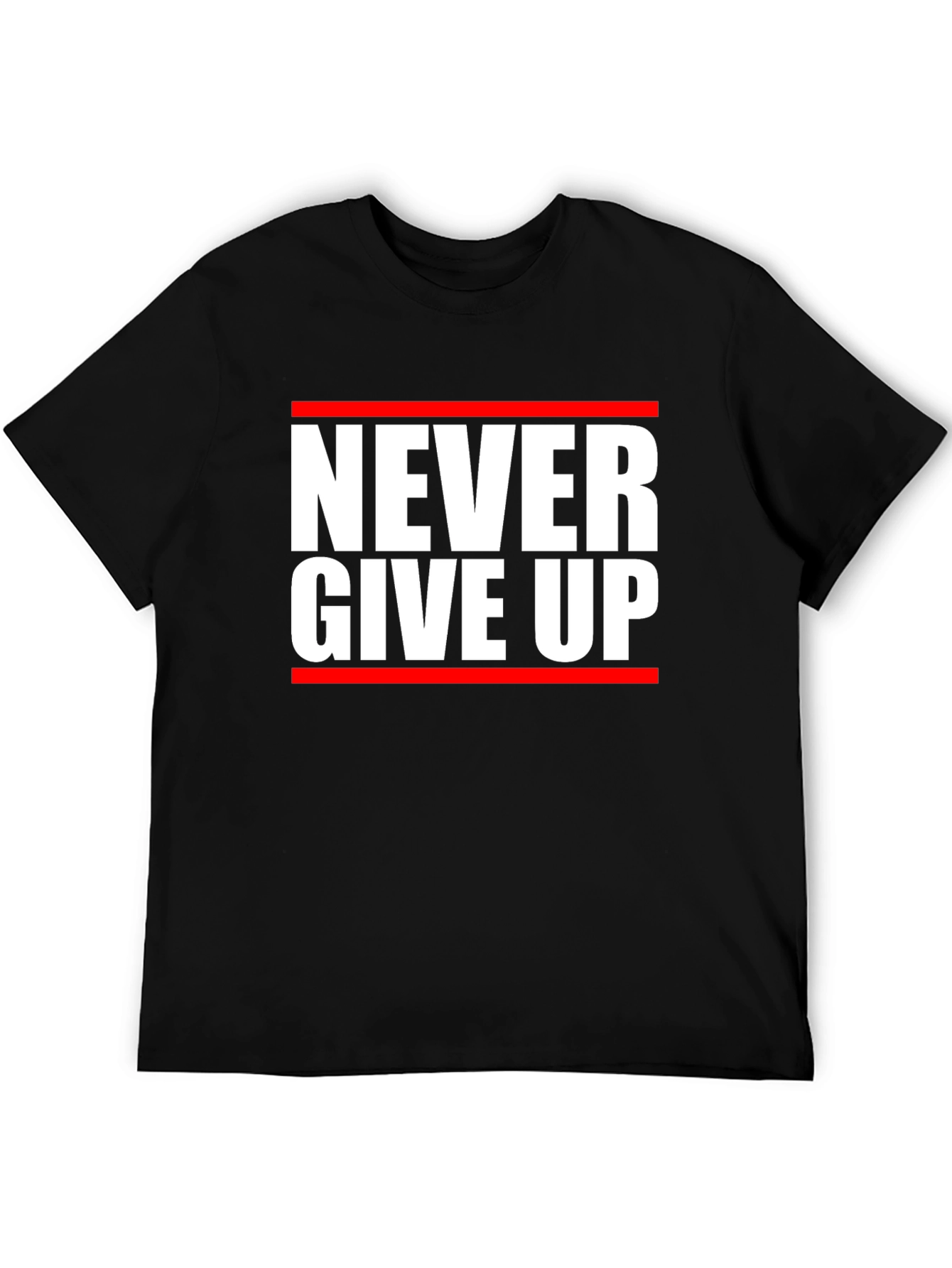Never Give Up Graphic Tee - Motivational Black T-Shirt