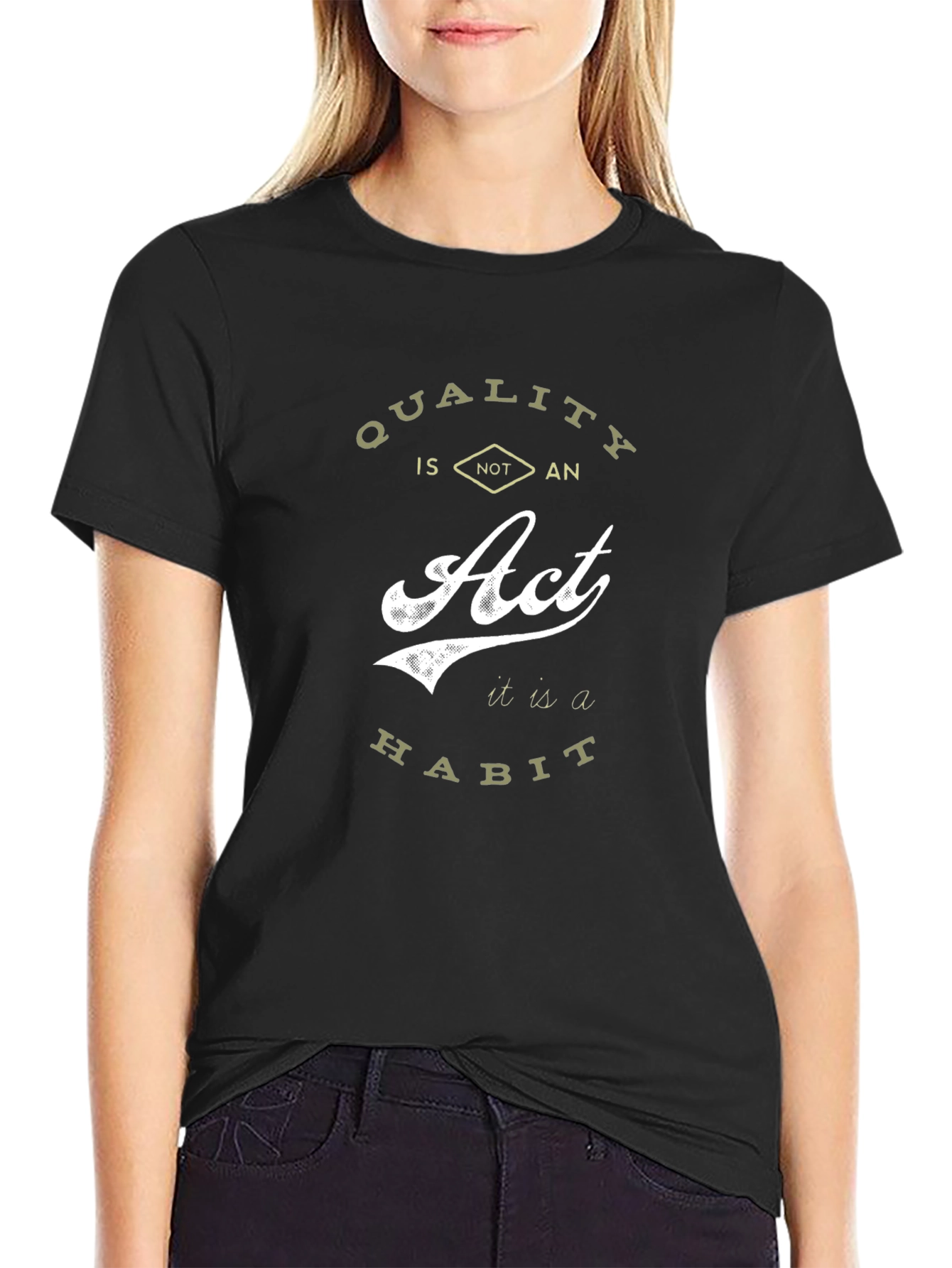 Quality Is An Act Mens Black T-Shirt