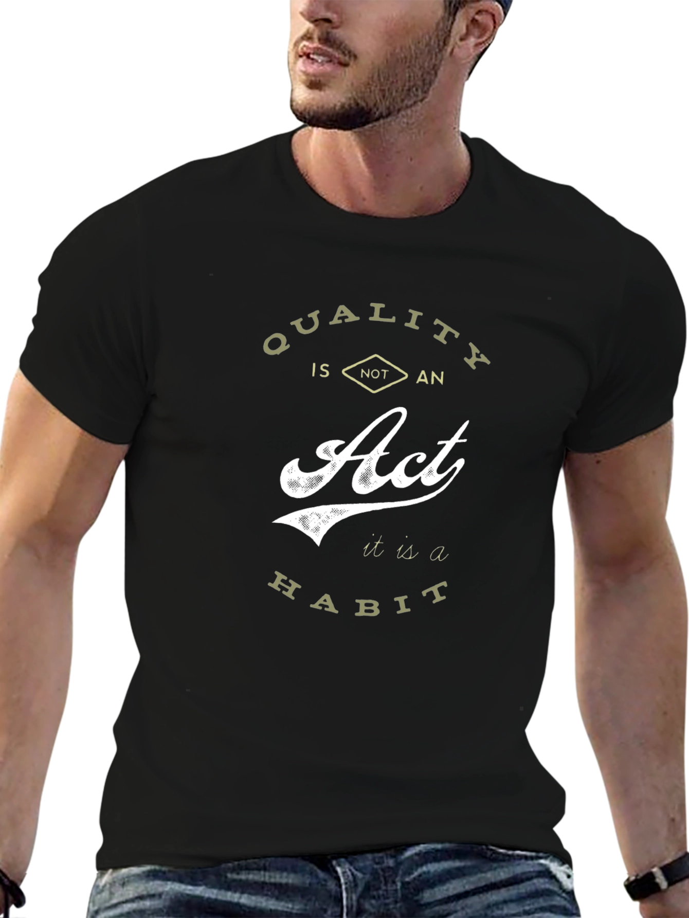 Quality Is An Act Mens Black T-Shirt