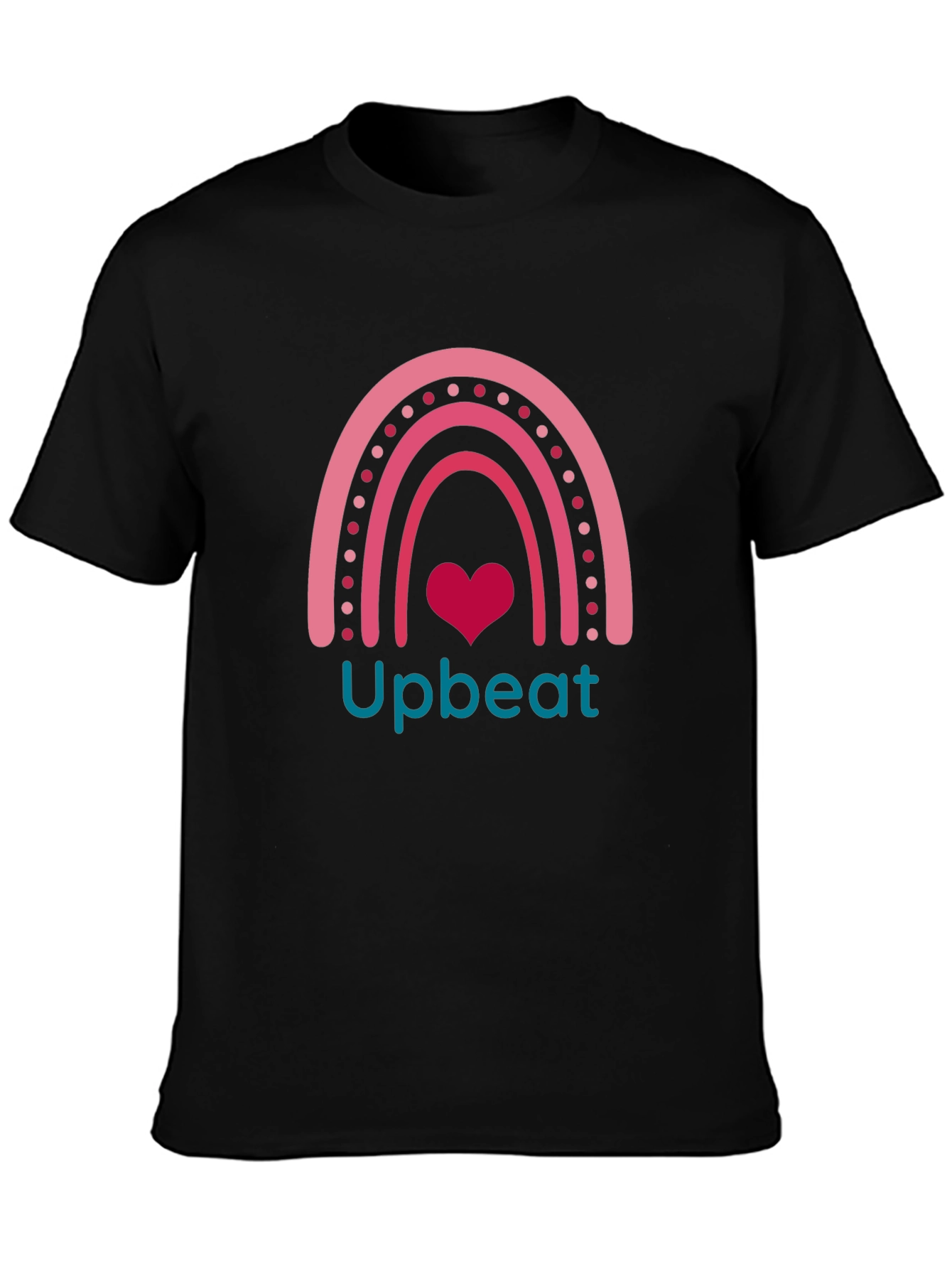 Upbeat Rainbow Heart Graphic T-Shirt