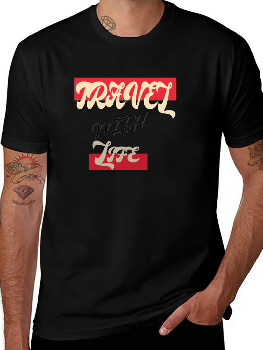 Travel With Life Black Graphic Tee
