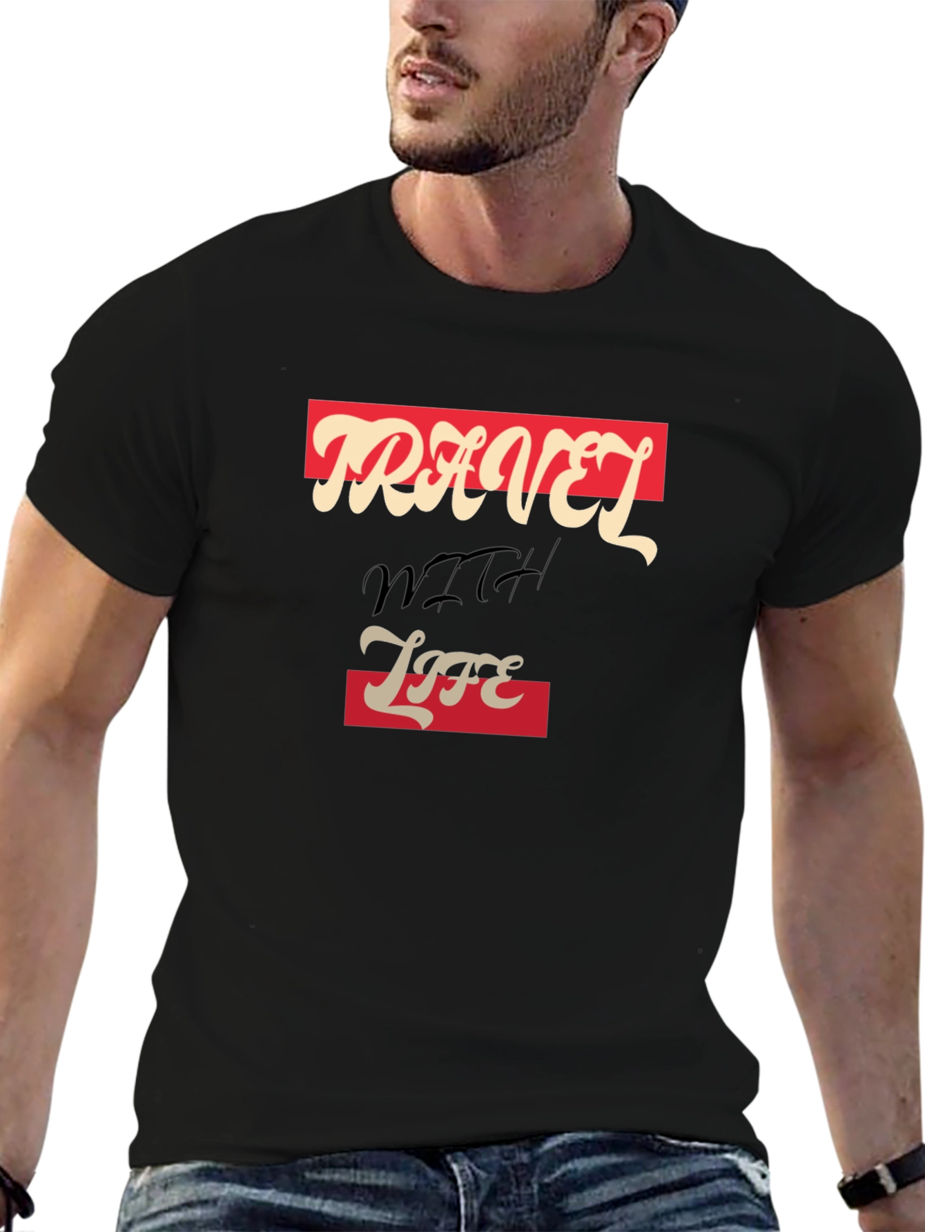 Travel With Life Black Graphic Tee