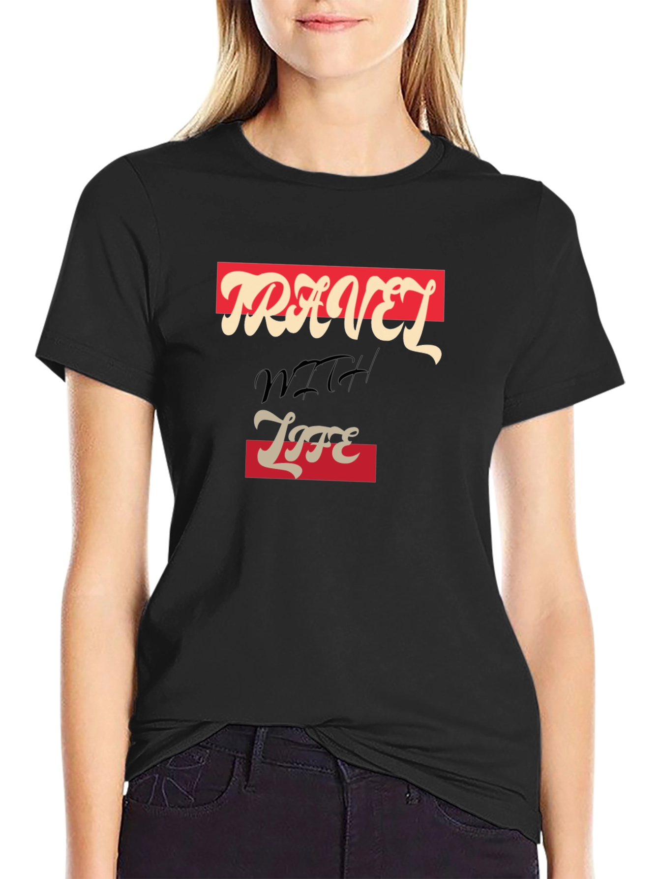 Travel With Life Black Graphic Tee