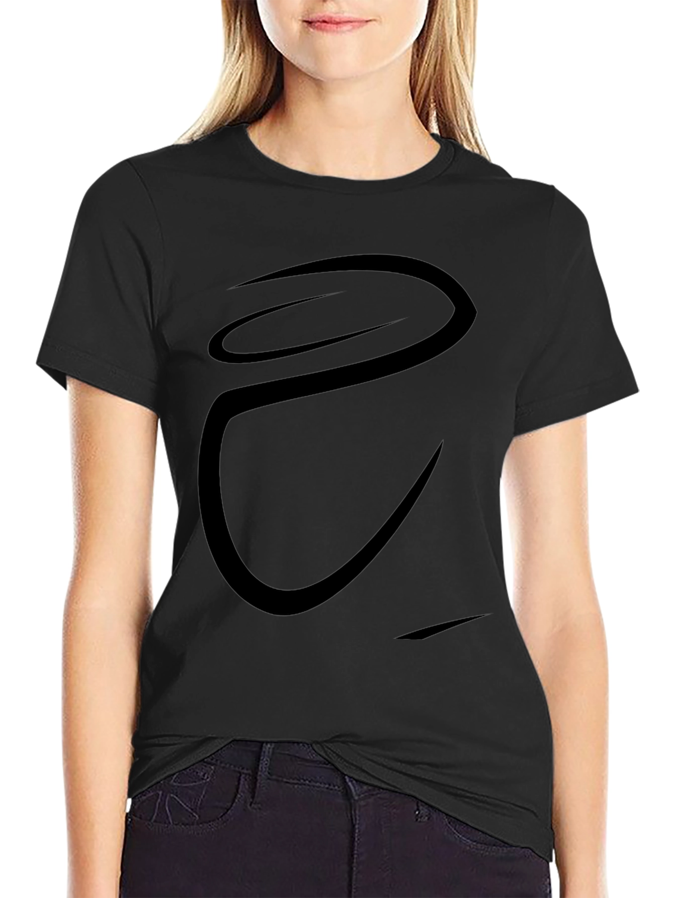 Stylish Black Curved Graphic Tee for Men