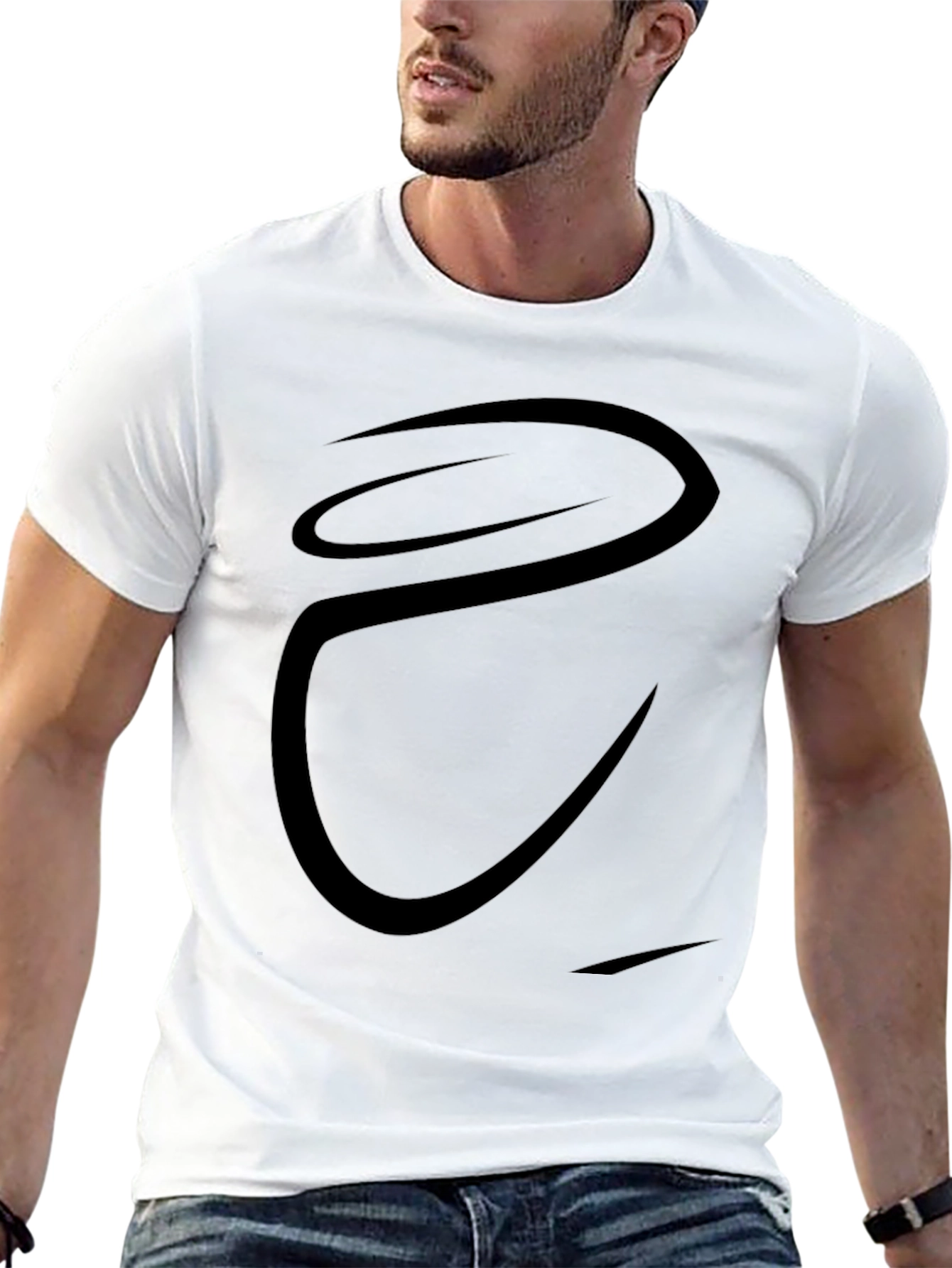 Stylish Black Curved Graphic Tee for Men