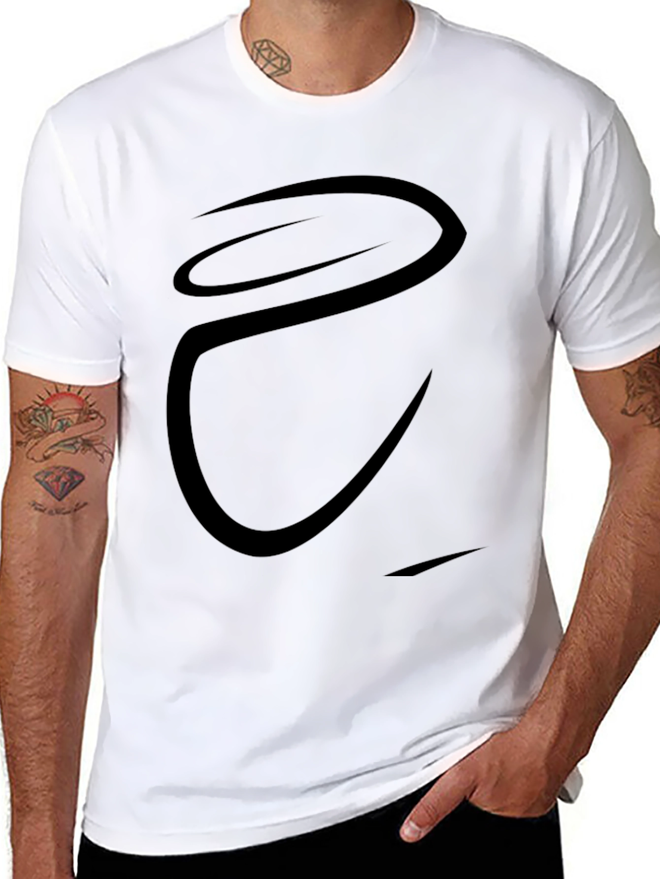 Stylish Black Curved Graphic Tee for Men