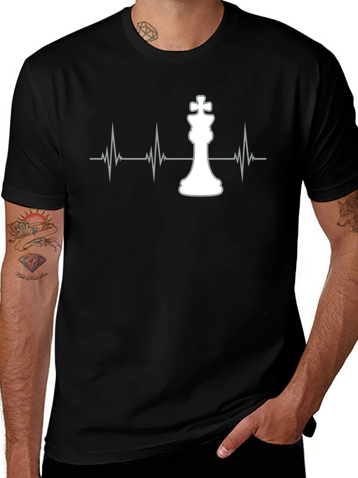 Chess King Heartbeat Graphic T-Shirt - Stylish Casual Tee