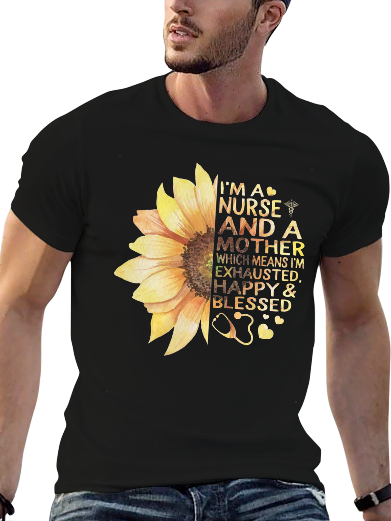 Nurse and Mother Sunflower Graphic T-Shirt