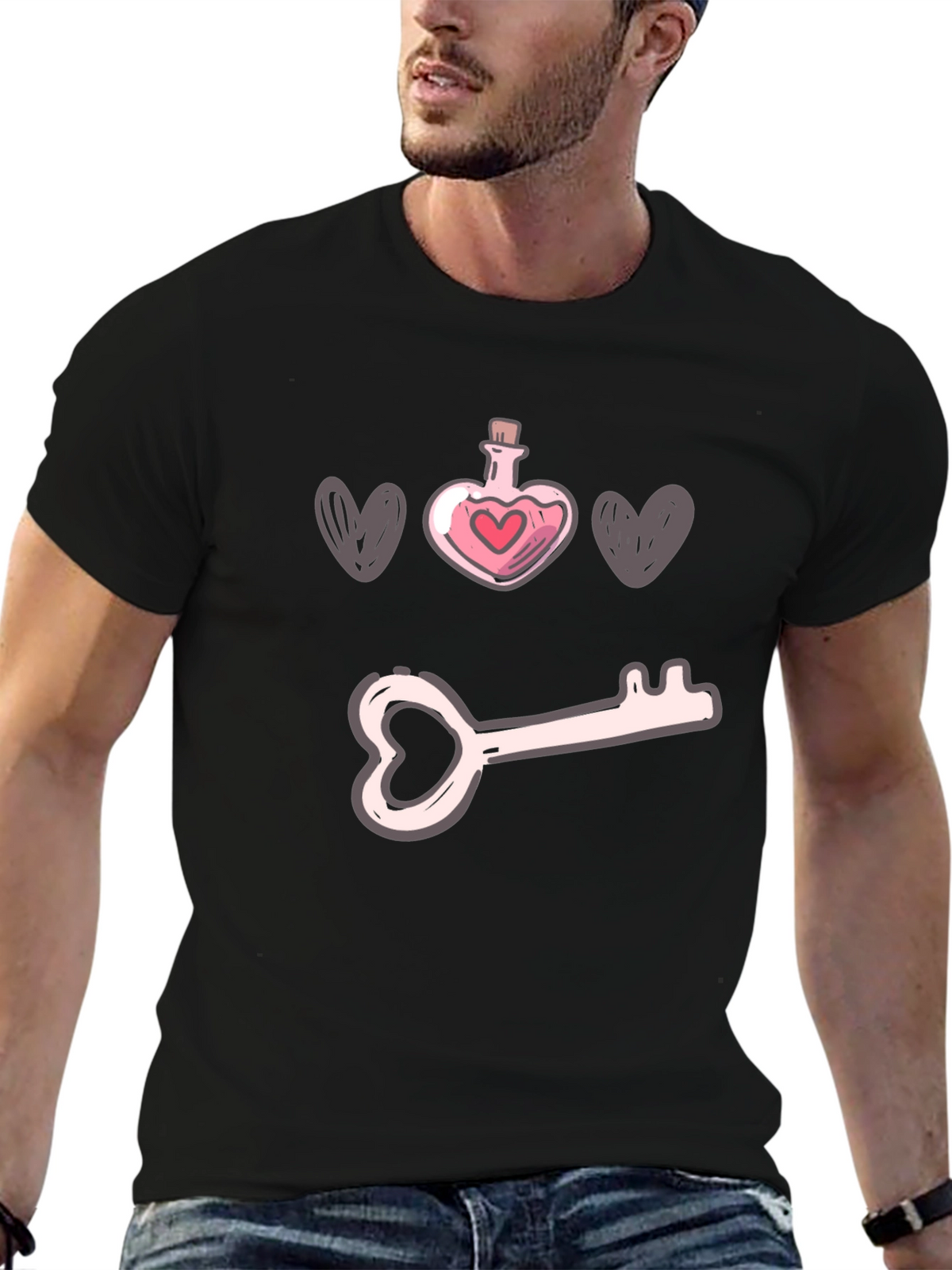 Heart Potion Key T-Shirt - Love Unlock Tee