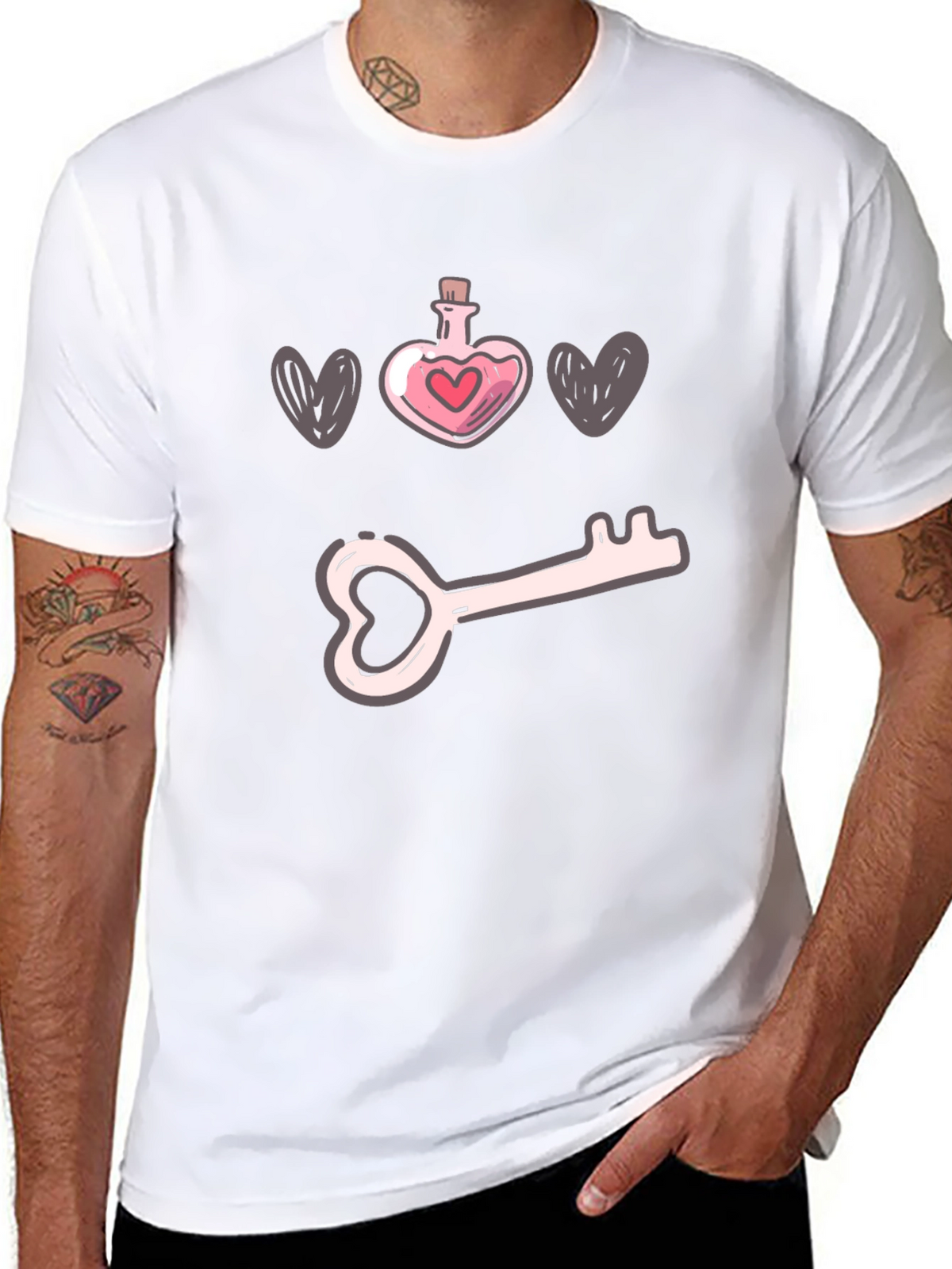 Heart Potion Key T-Shirt - Love Unlock Tee