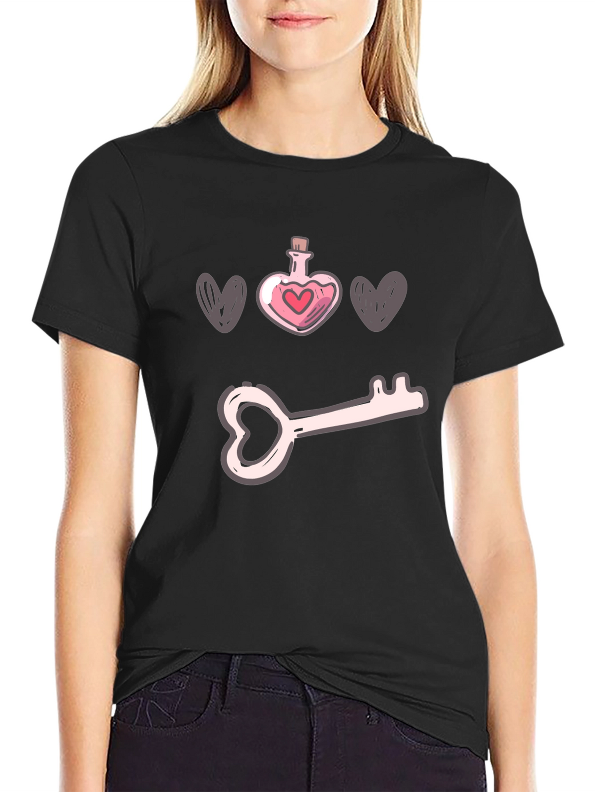 Heart Potion Key T-Shirt - Love Unlock Tee