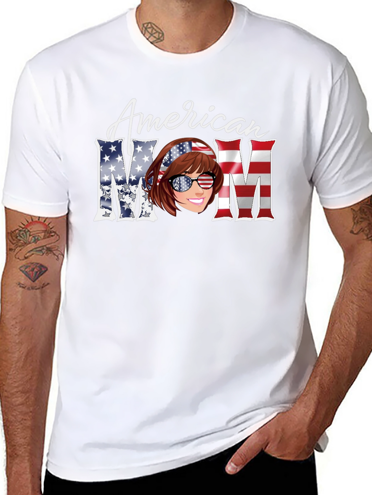 American Mom T-Shirt - Patriotic Design