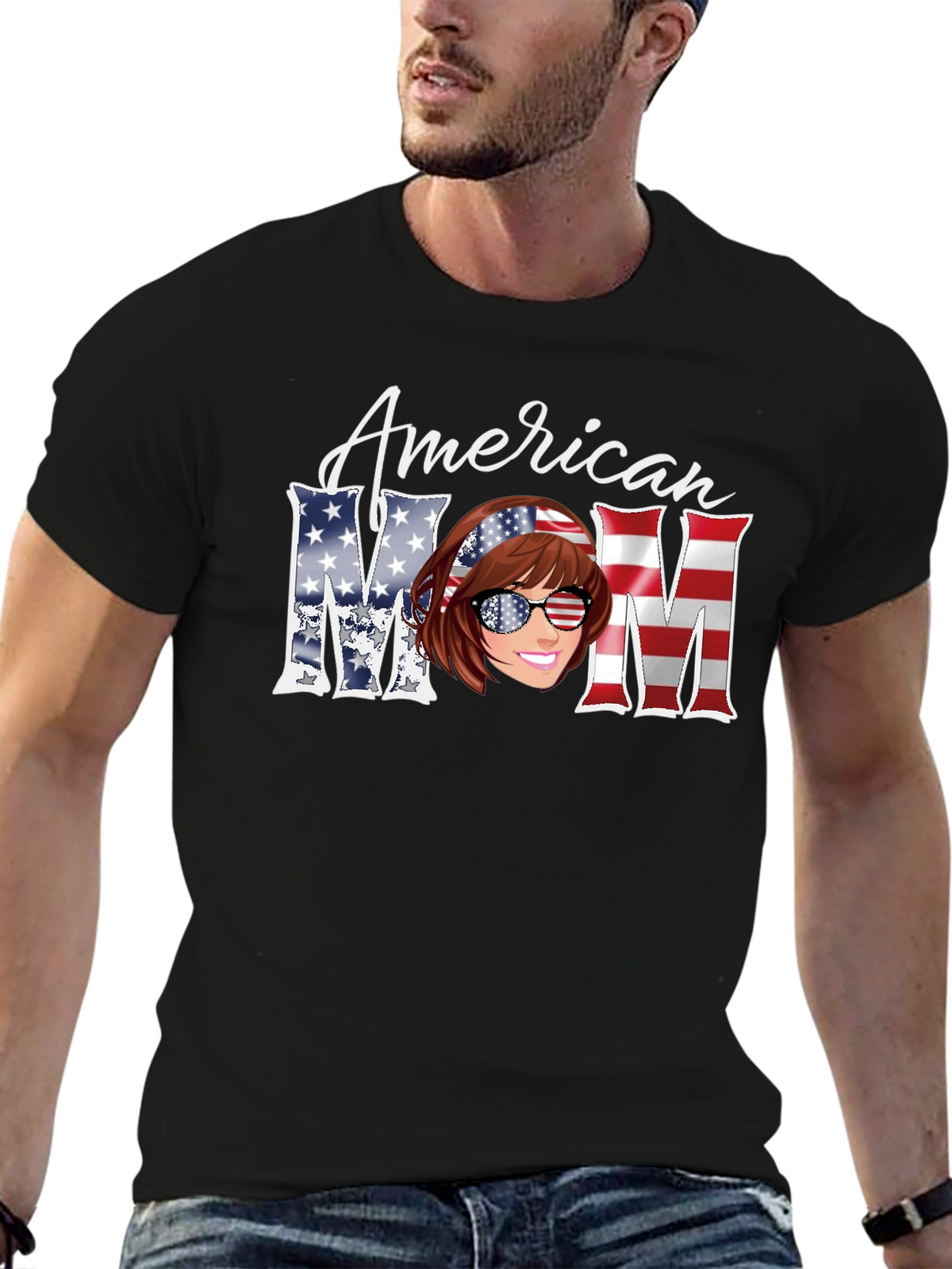 American Mom T-Shirt - Patriotic Design