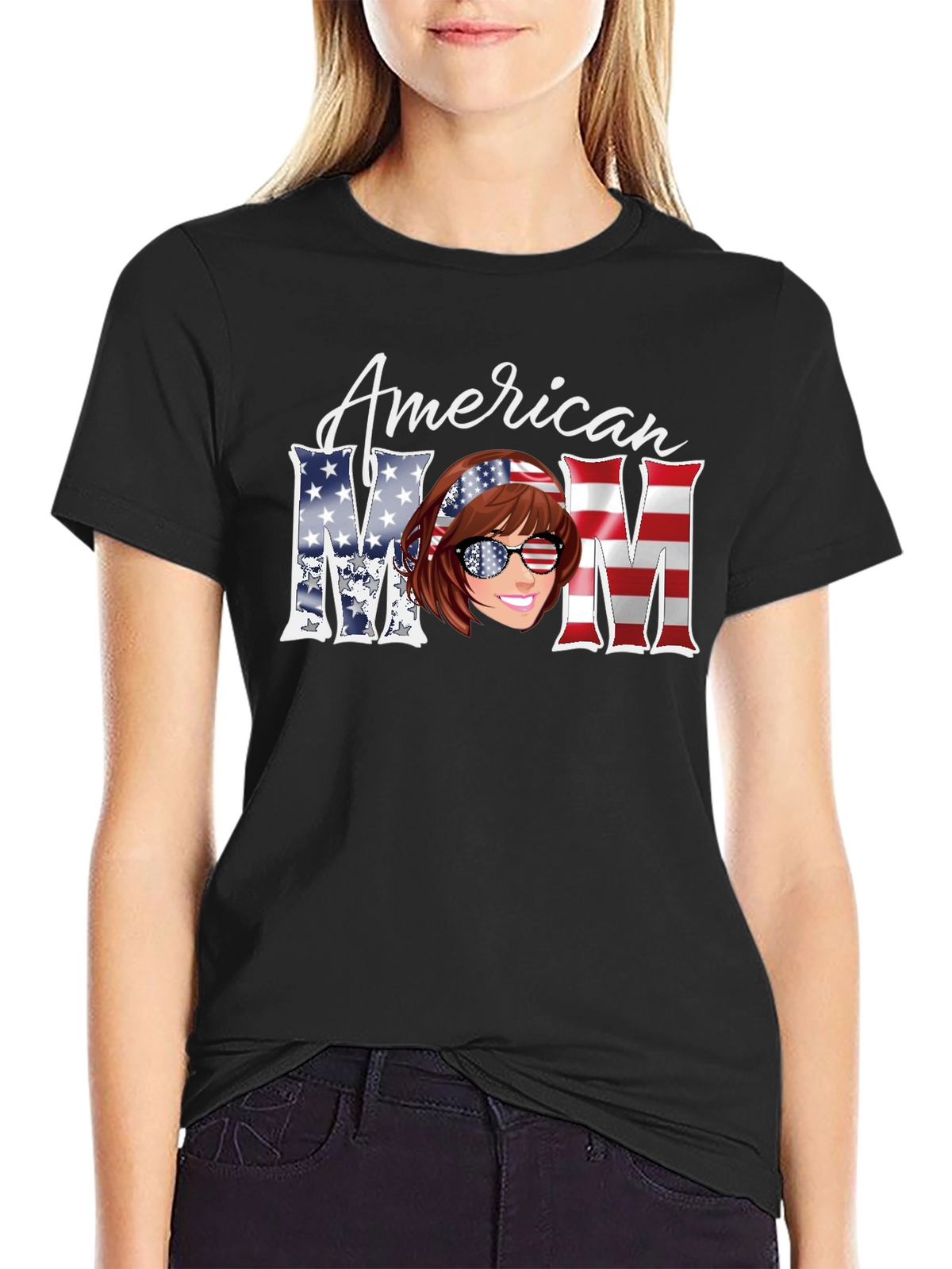 American Mom T-Shirt - Patriotic Design