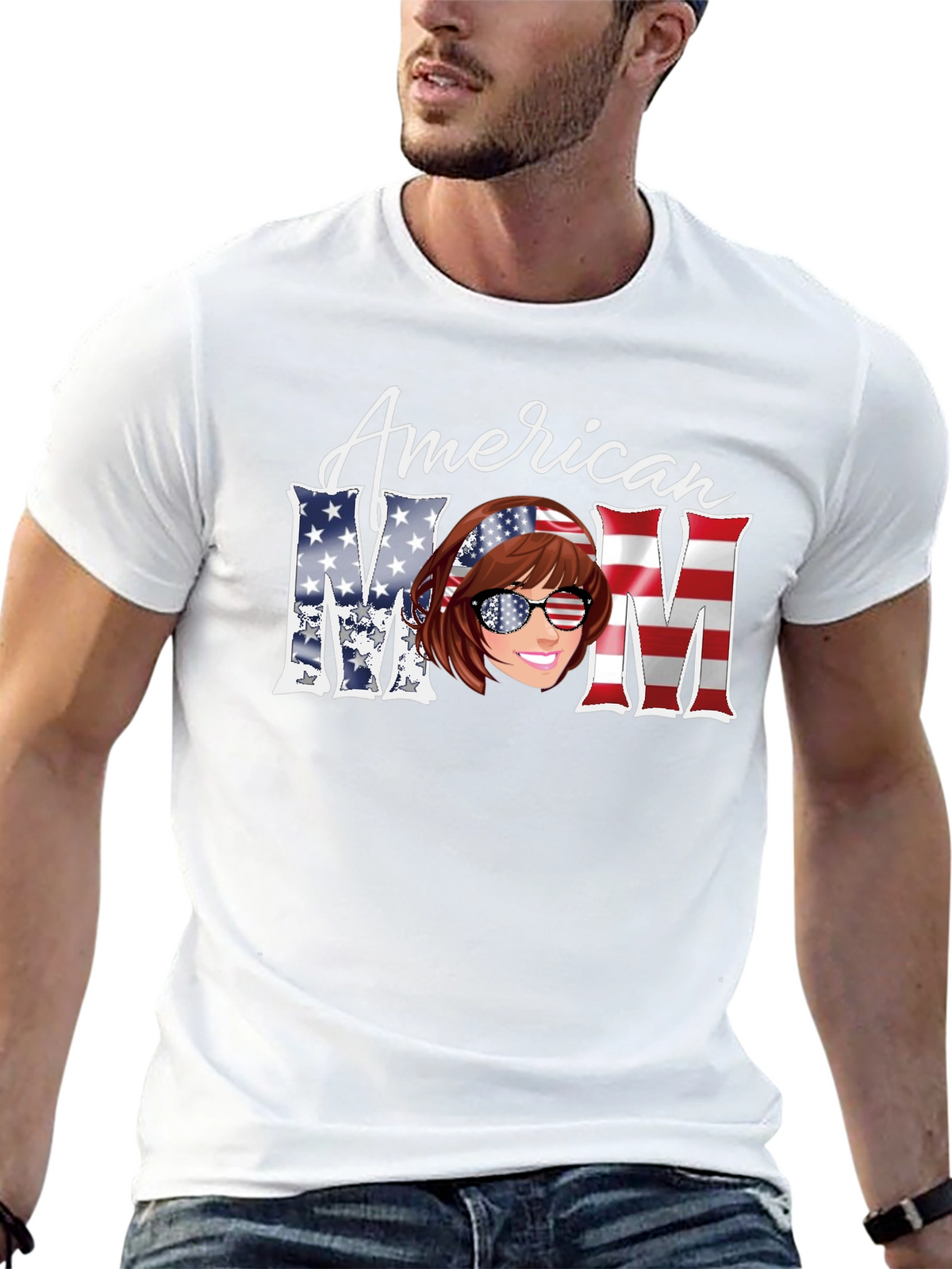American Mom T-Shirt - Patriotic Design
