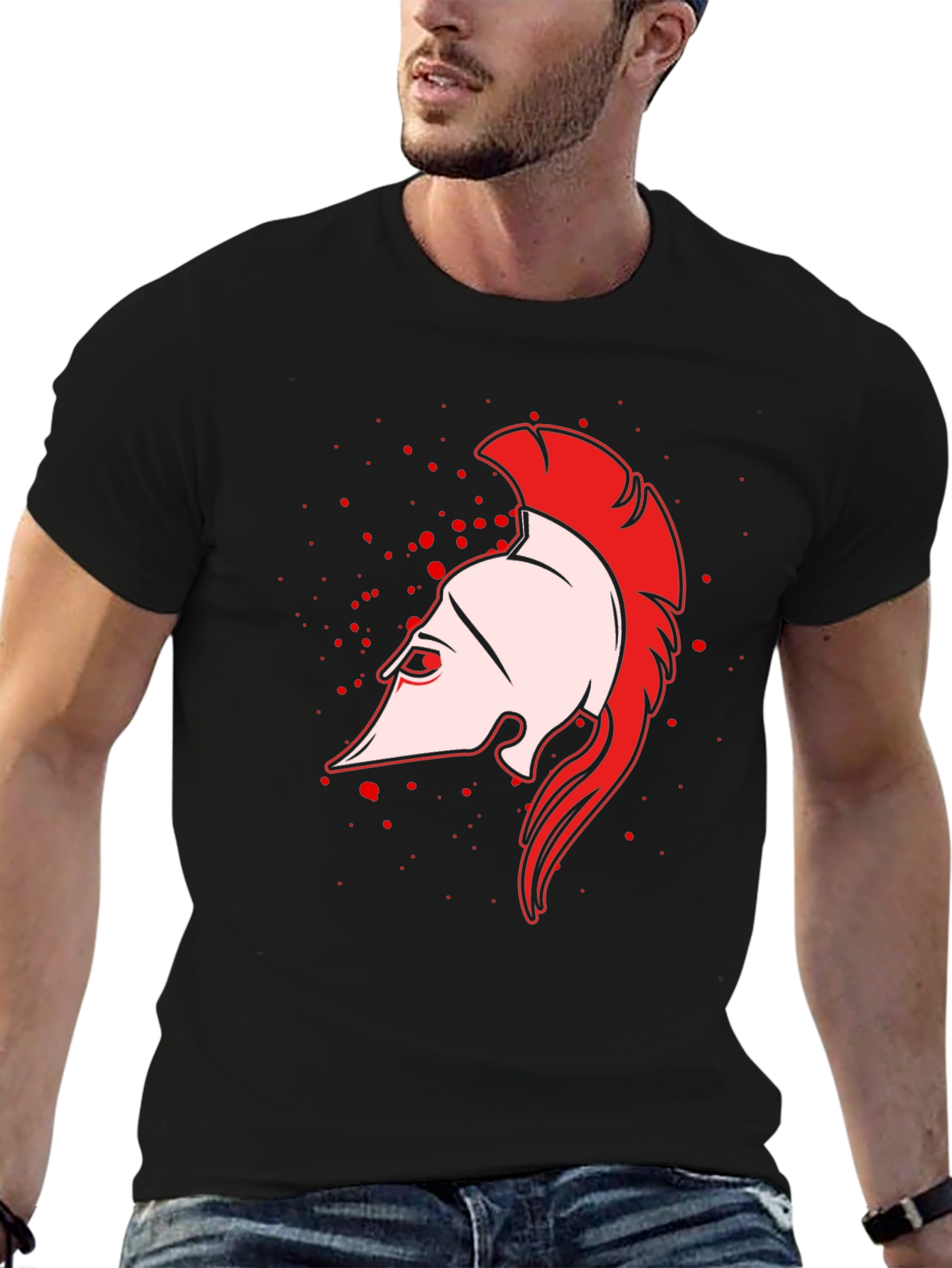 Spartan Helmet Graphic Black T-Shirt