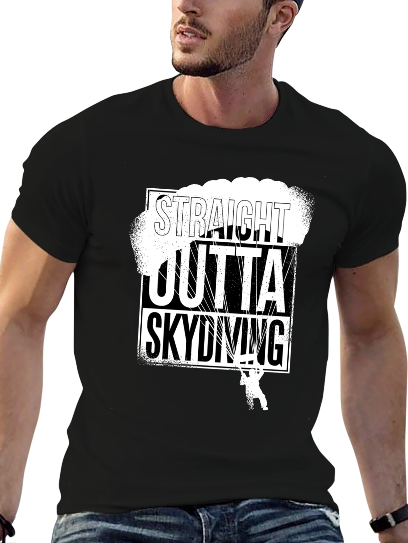 Straight Outta Skydiving Black T-Shirt