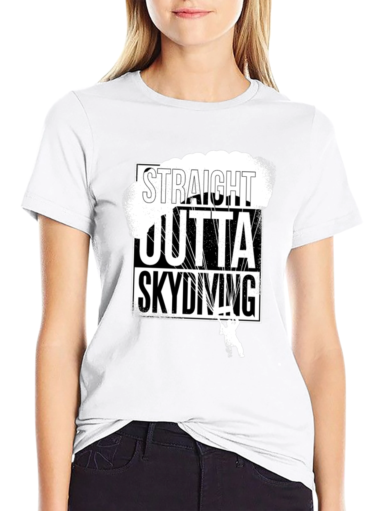 Straight Outta Skydiving Black T-Shirt