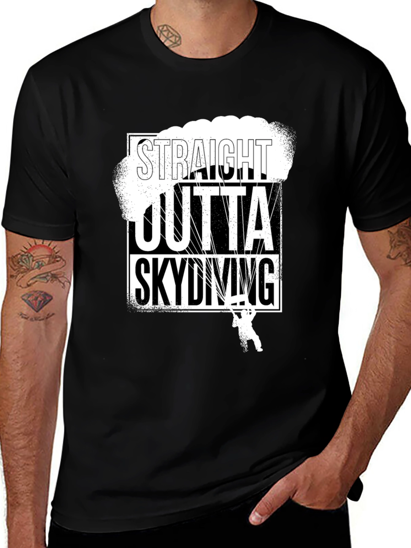 Straight Outta Skydiving Black T-Shirt