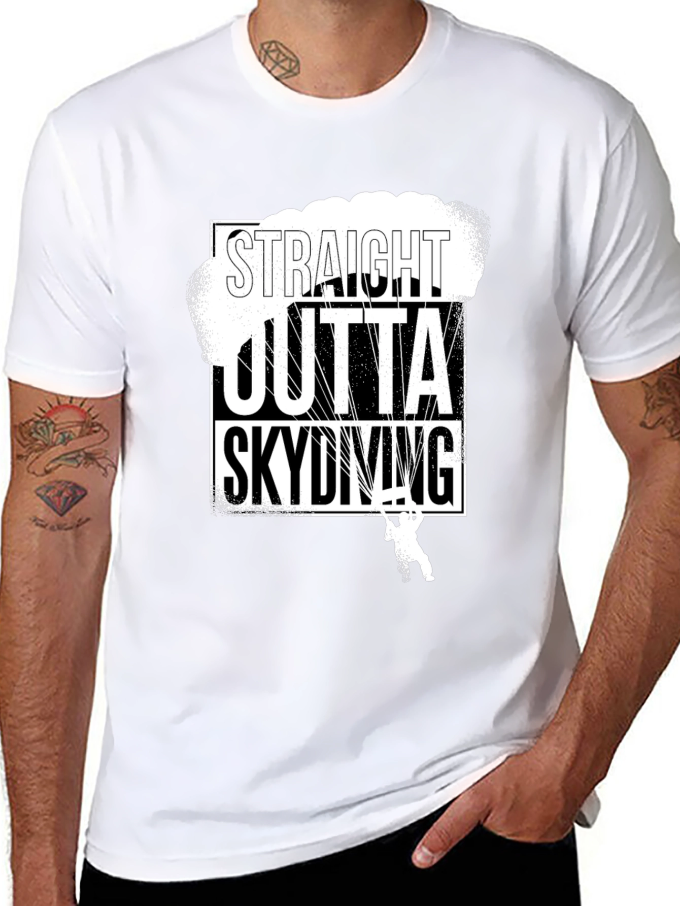 Straight Outta Skydiving Black T-Shirt