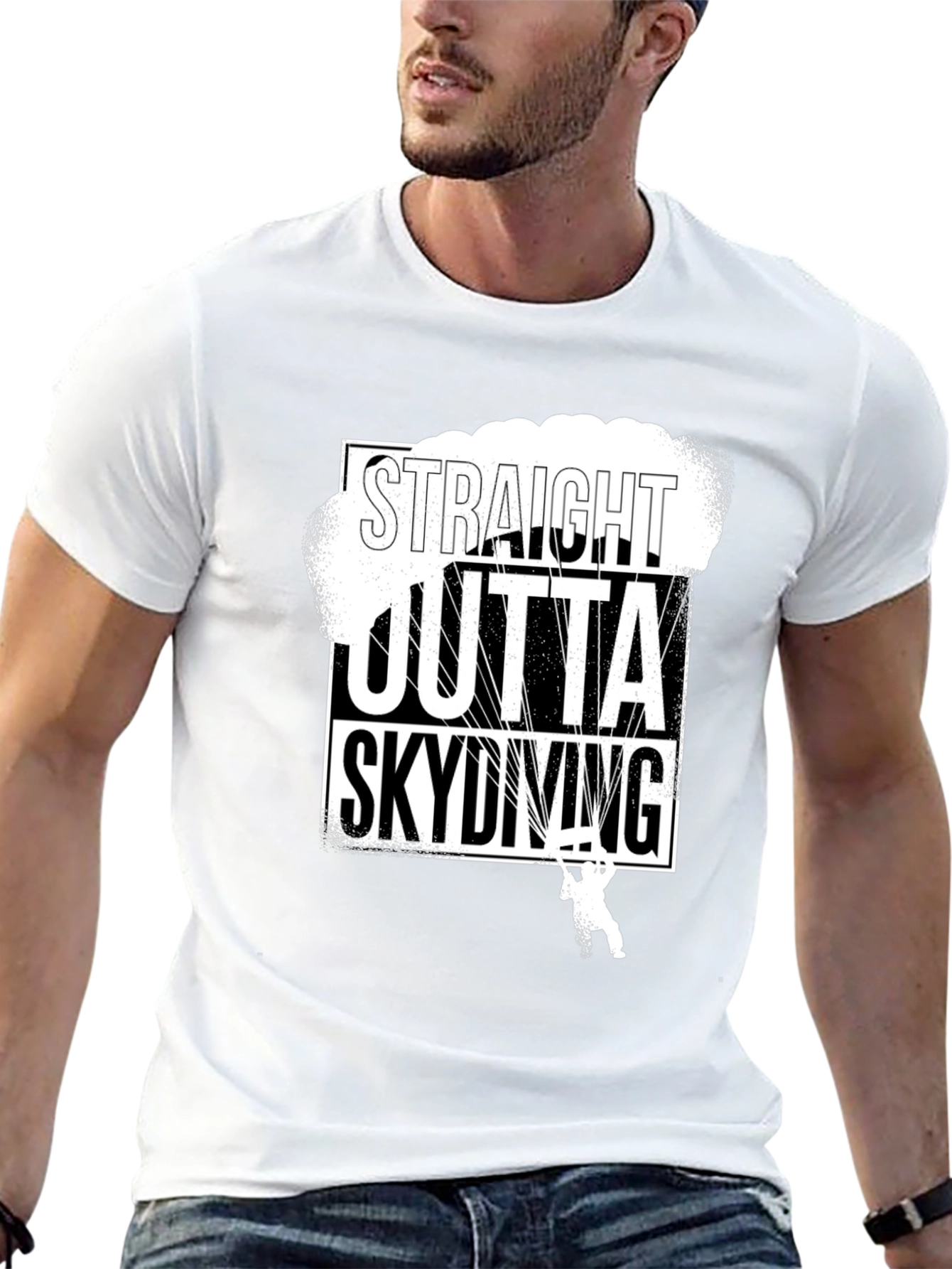 Straight Outta Skydiving Black T-Shirt