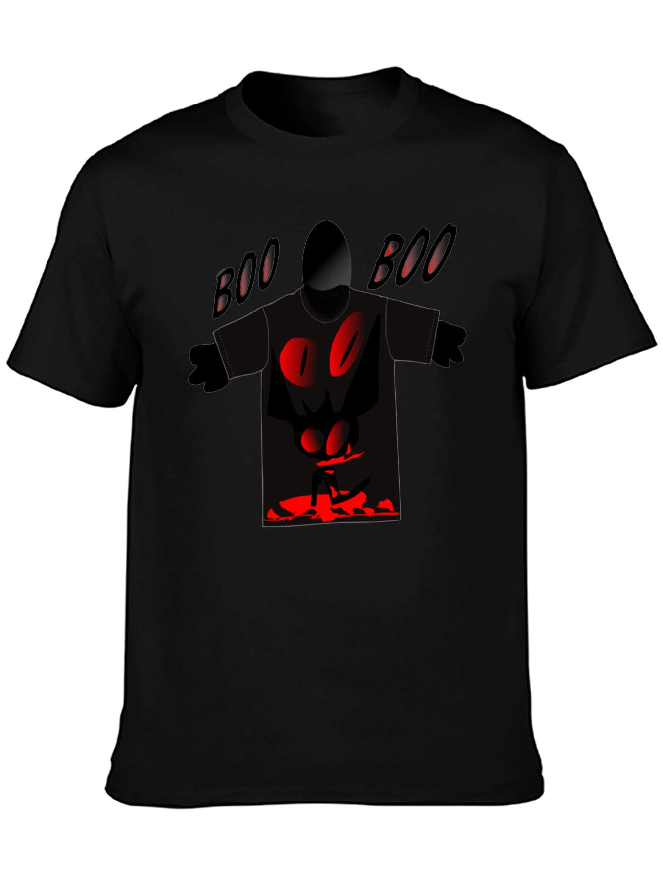 Spooky Boo Graphic Tee - Black Cotton Blend