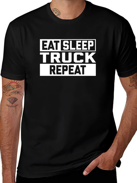 Eat Sleep Truck Repeat Black T-Shirt