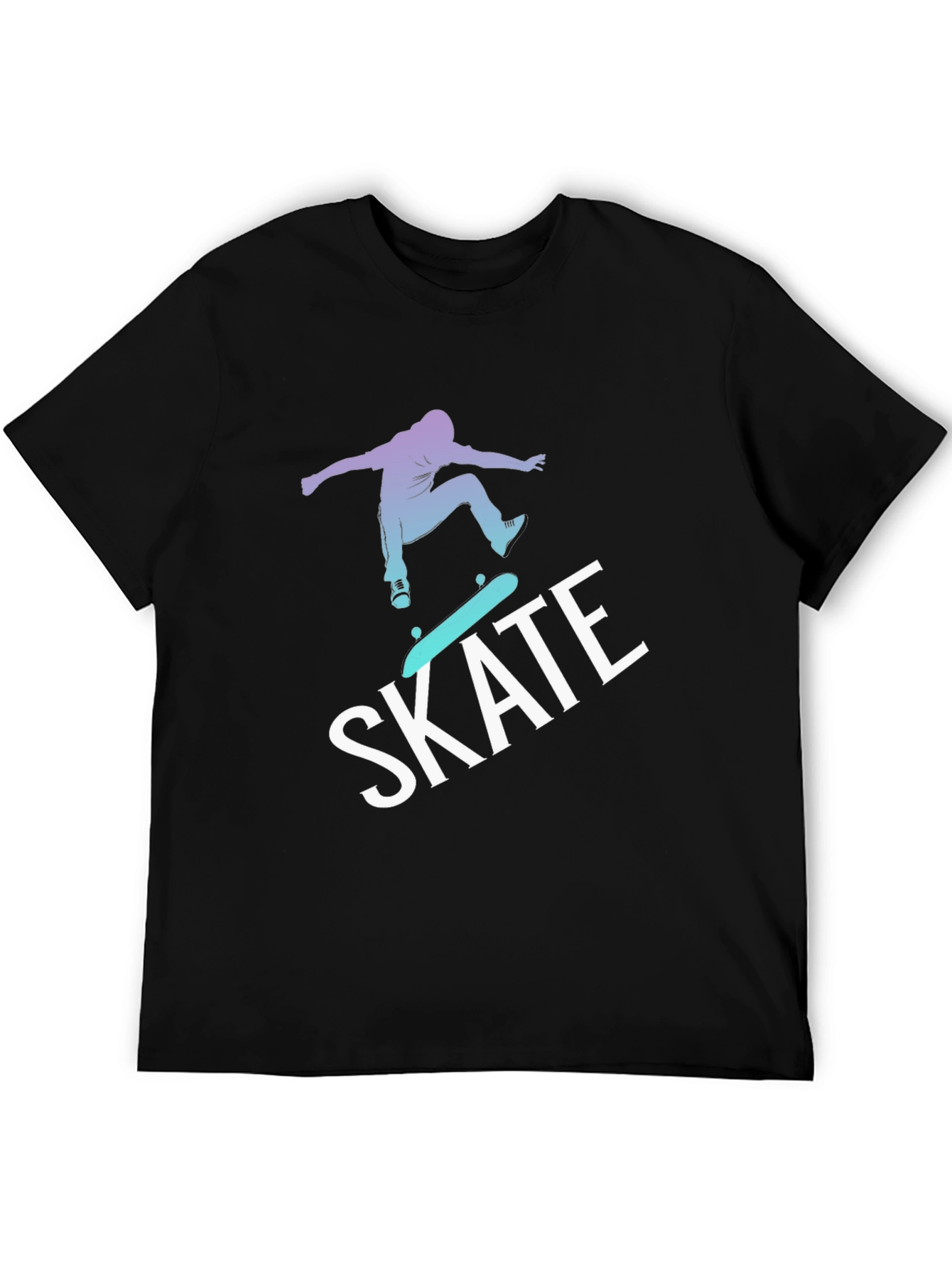Skateboarding Graphic Tee - Black Cotton Blend T-Shirt