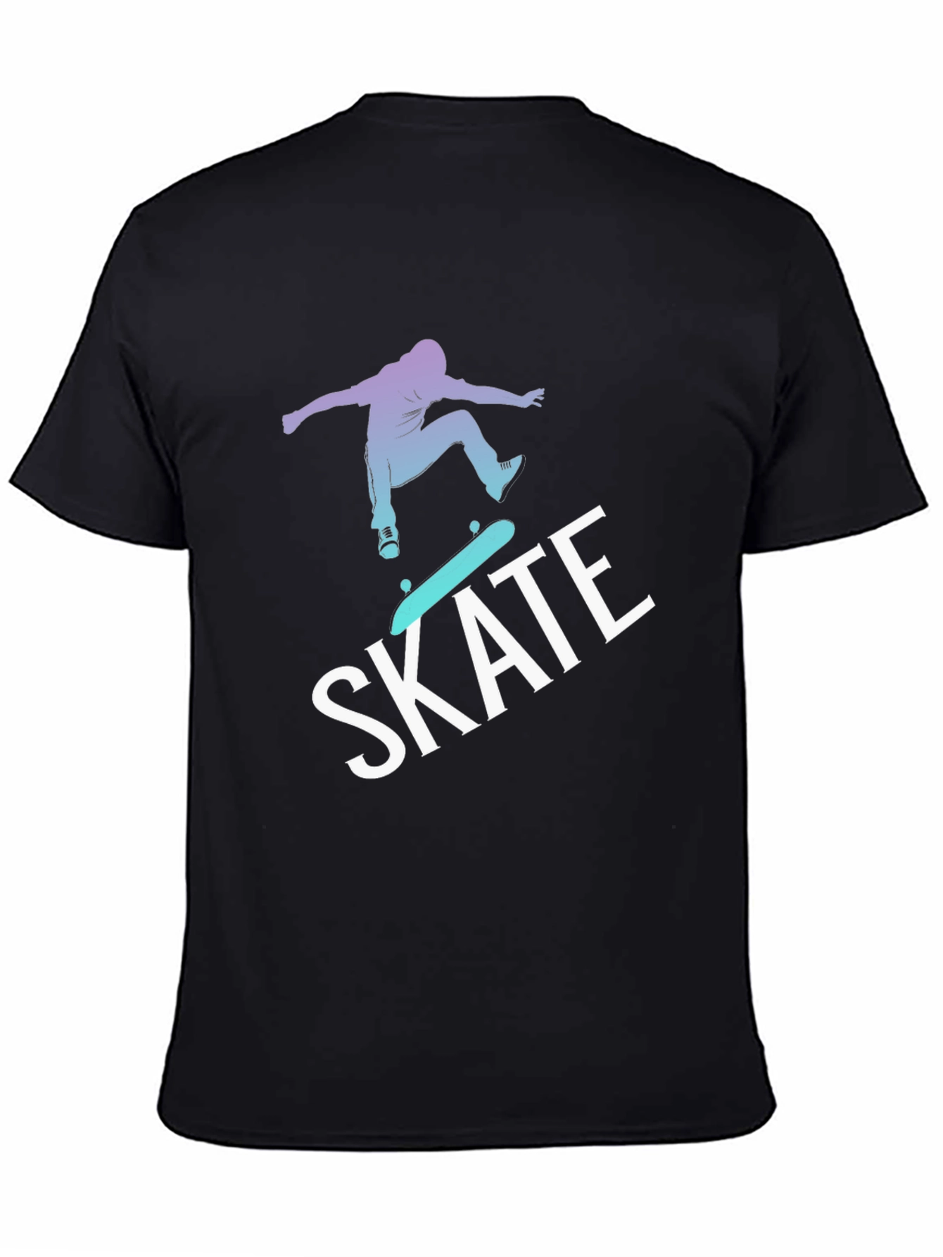 Skateboarding Graphic Tee - Black Cotton Blend T-Shirt