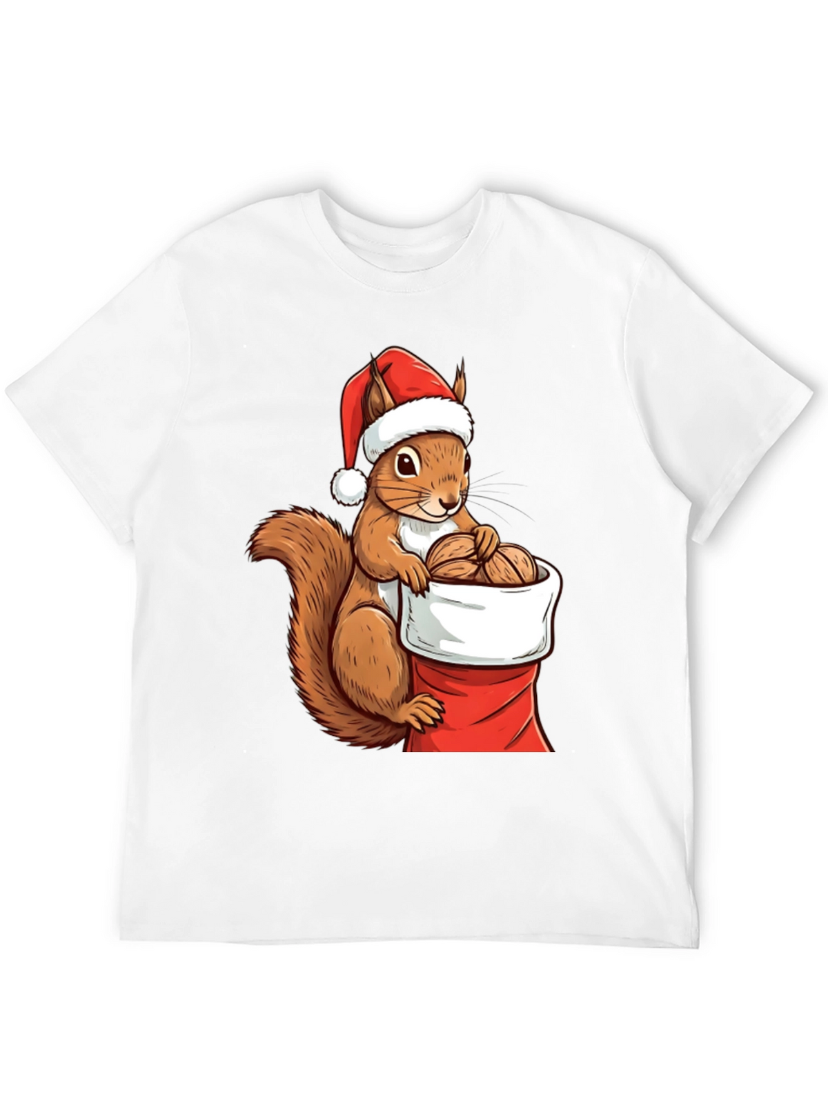 Festive Squirrel Santa Hat T-Shirt