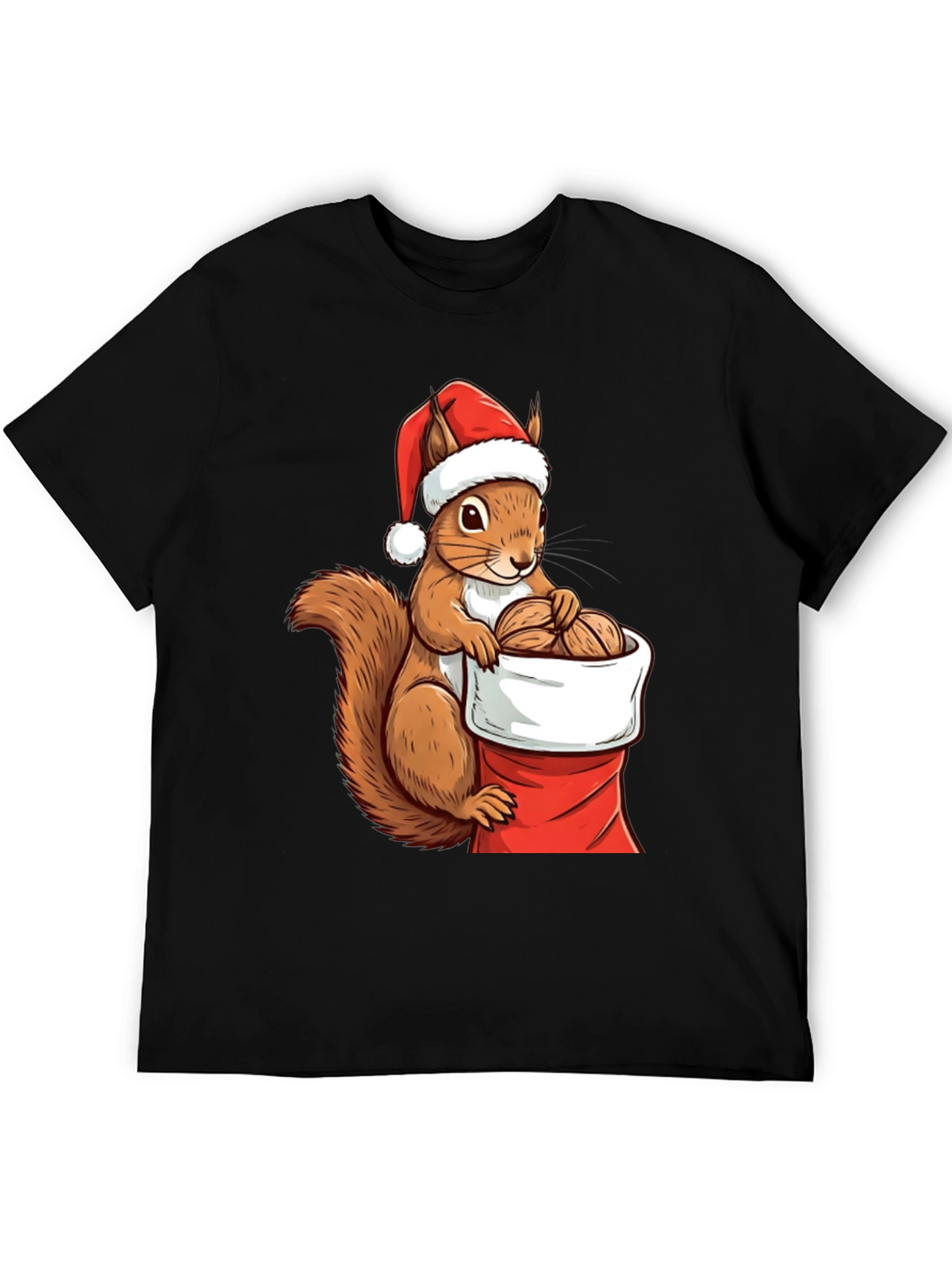 Festive Squirrel Santa Hat T-Shirt