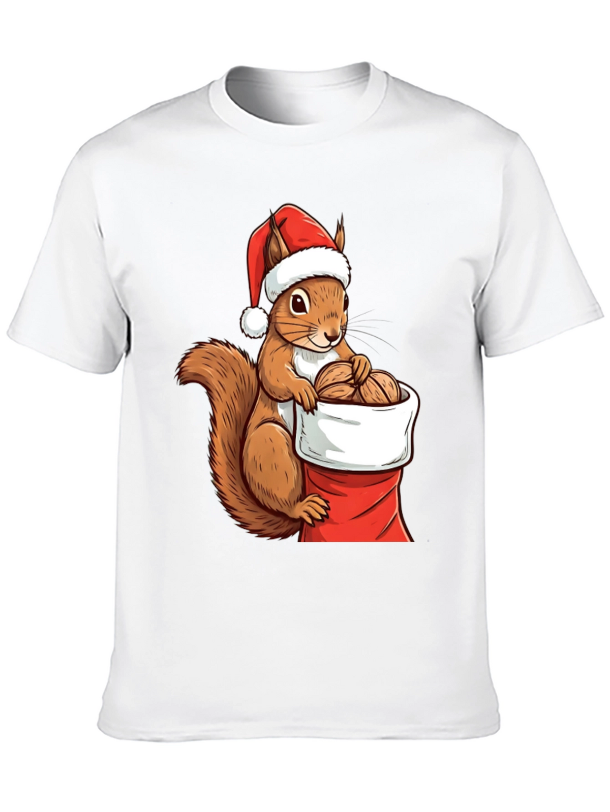 Festive Squirrel Santa Hat T-Shirt