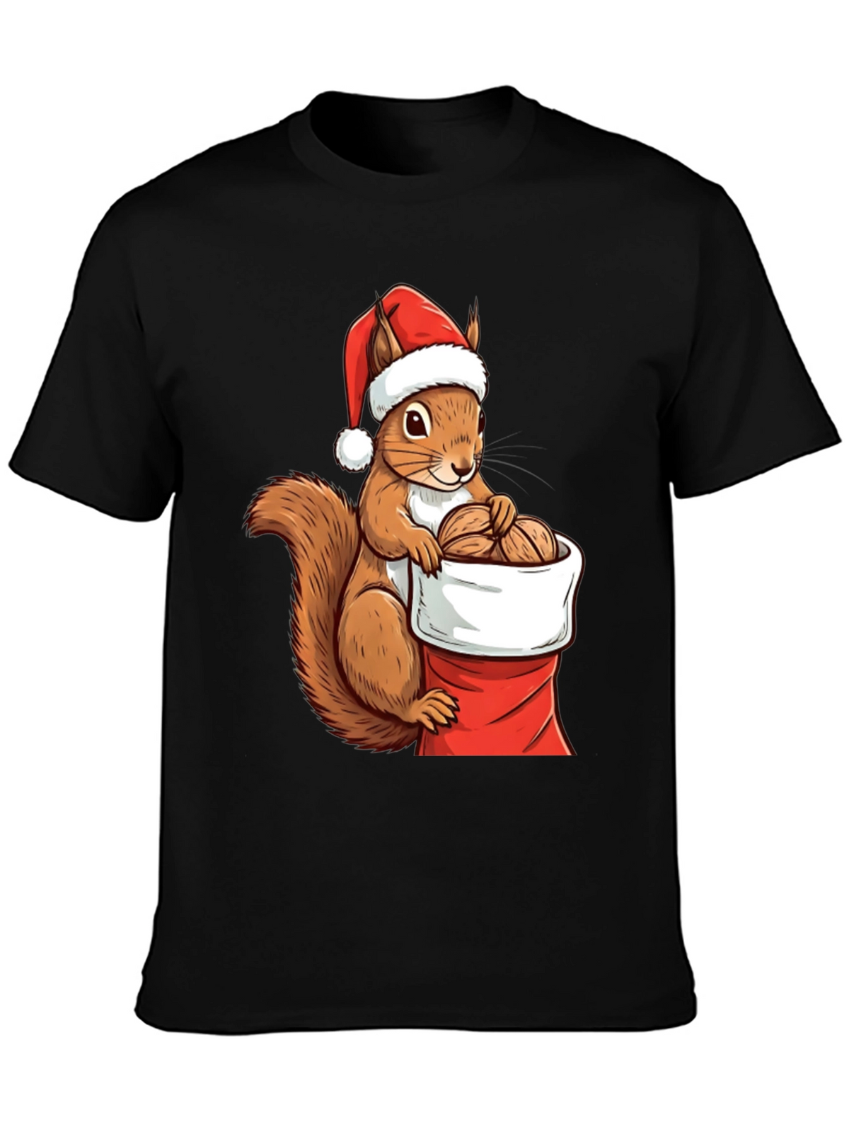 Festive Squirrel Santa Hat T-Shirt