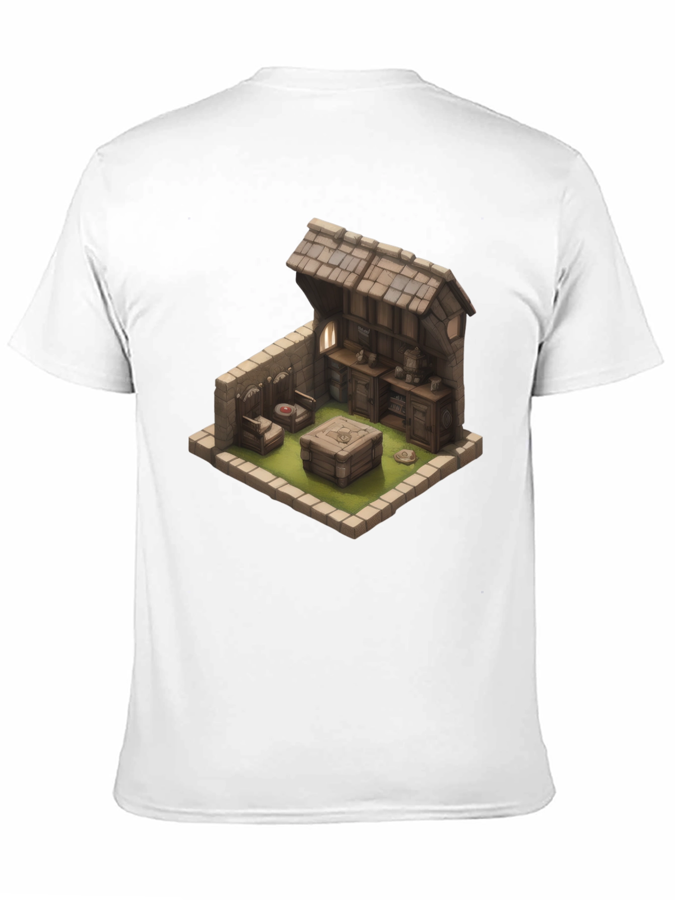 Isometric Medieval Room Black T-Shirt