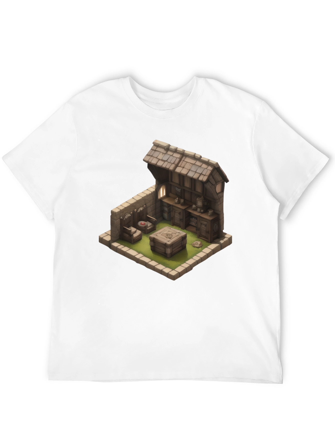 Isometric Medieval Room Black T-Shirt
