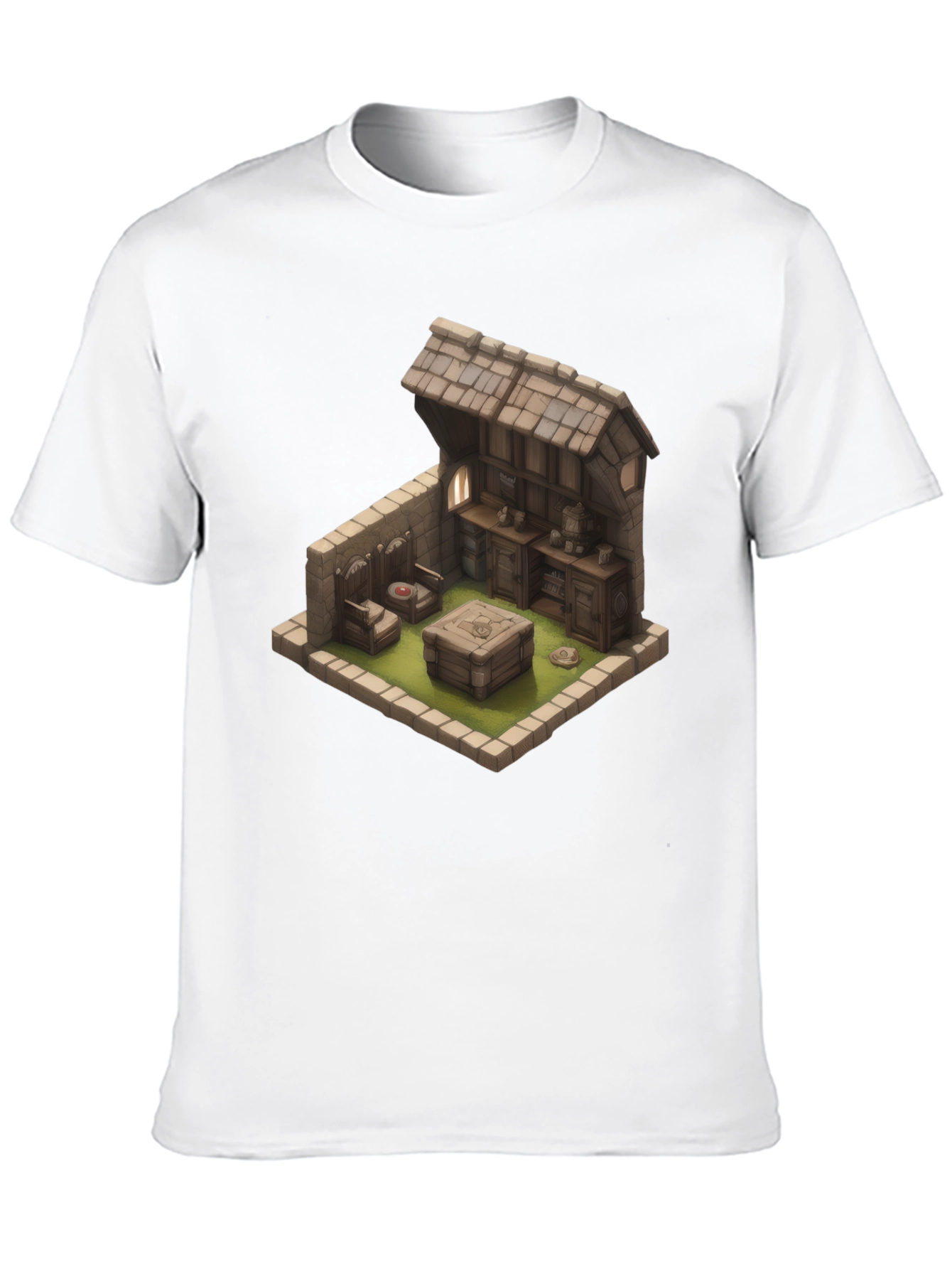 Isometric Medieval Room Black T-Shirt