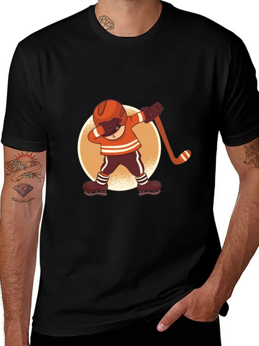 Dabbing Hockey Player Graphic Tee - Sporty Casual Comfort