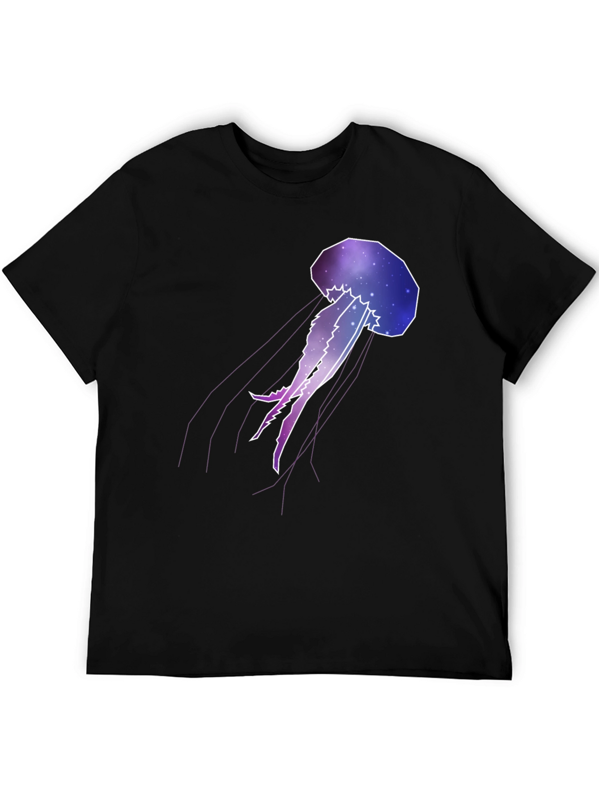 Galaxy Jellyfish Graphic Tee - Black Cotton Casual Wear